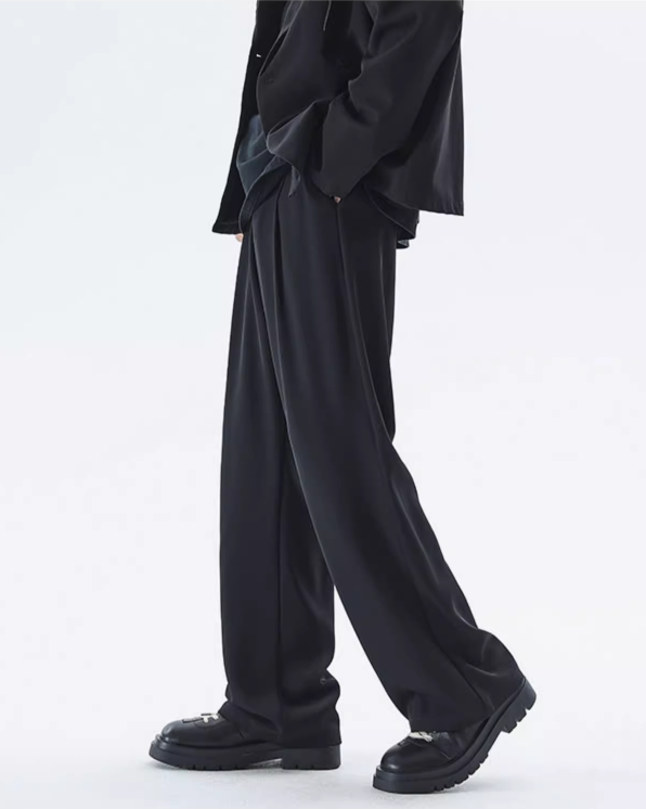 Wide Leg Tailored Lightweight Trousers with Belt Detail