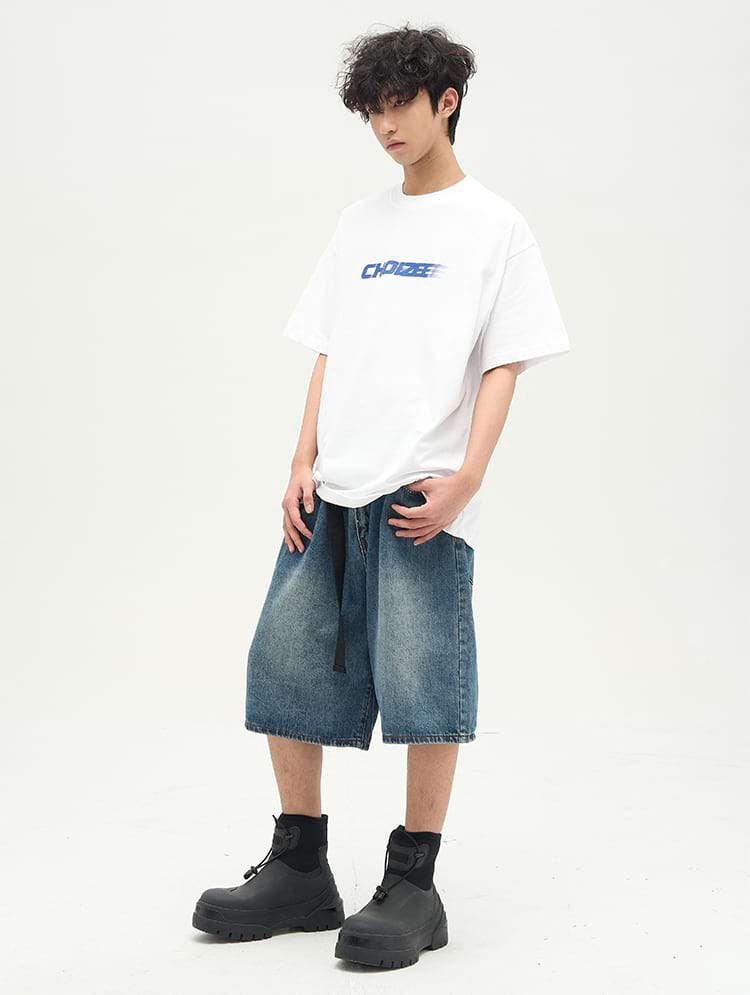 Faded Denim Shorts