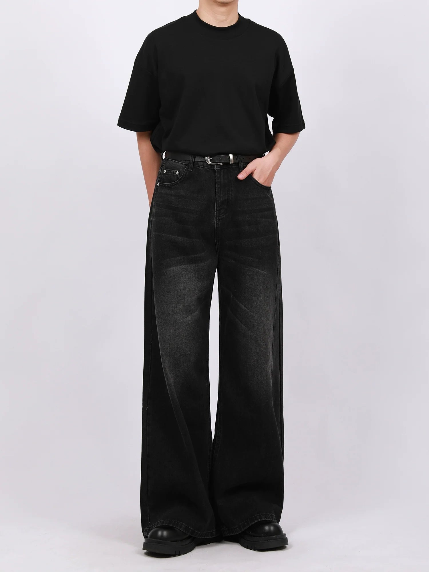 Vintage Washed Wide Leg Denim Pants