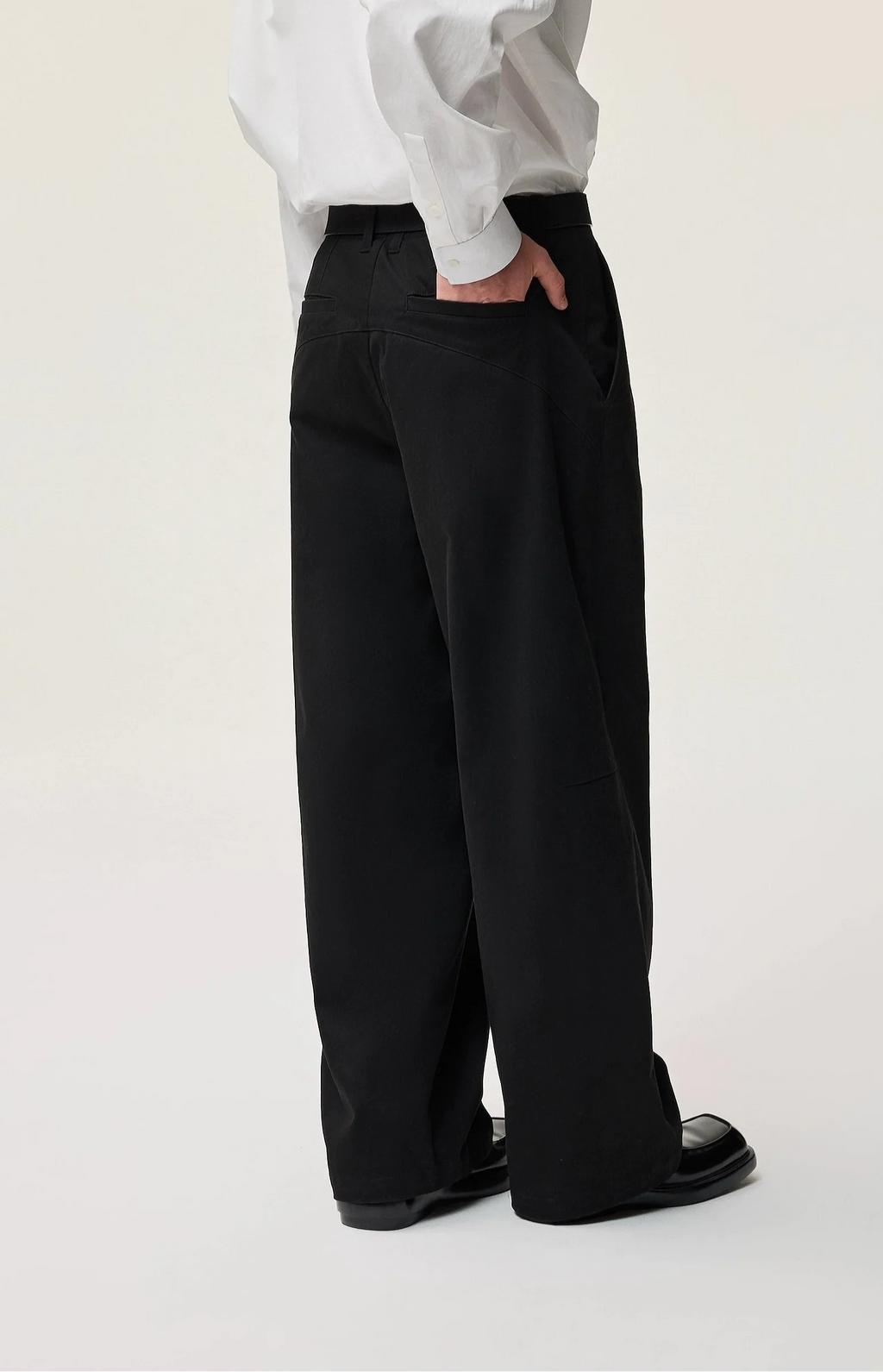 Straight Leg Pleated Trousers with Button Waist and Belt Loops