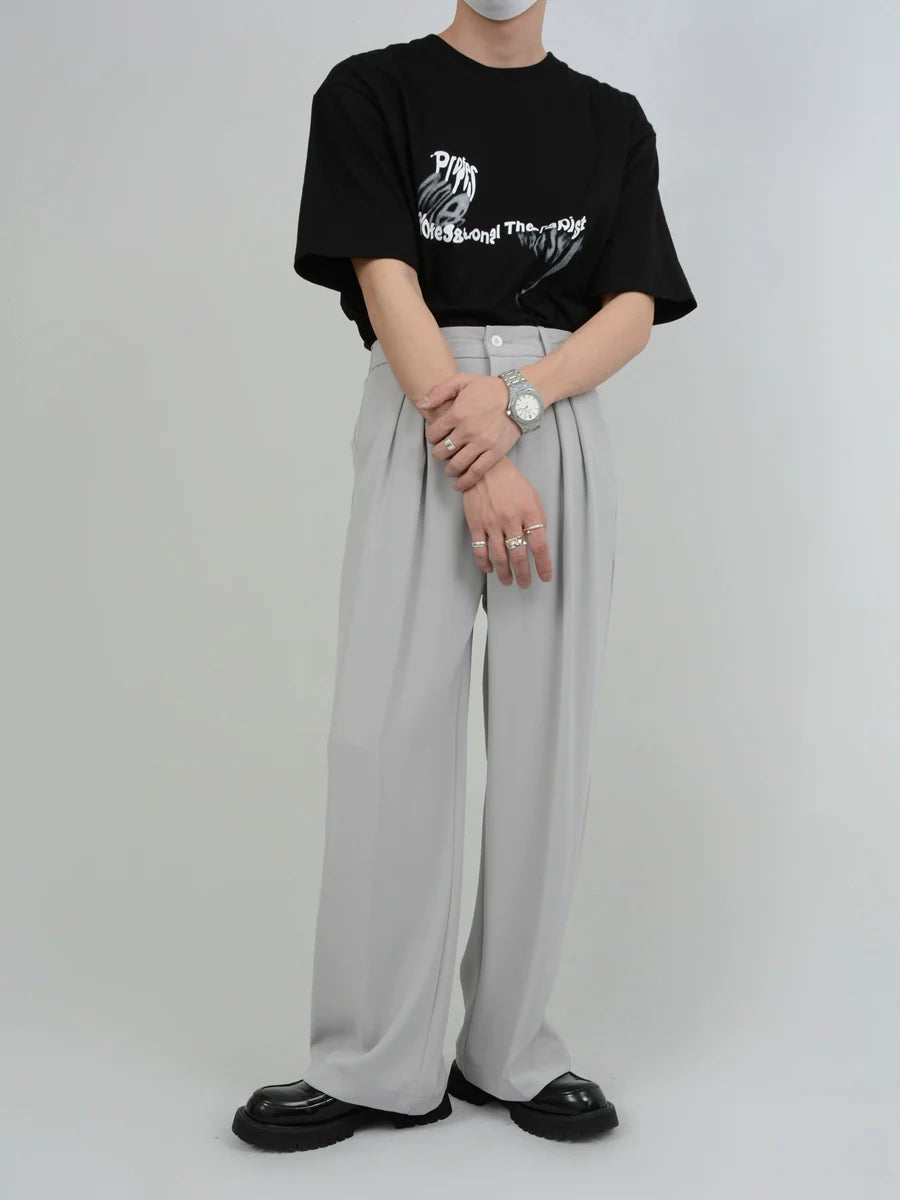 Wide Leg Tailored Pleated Trousers