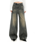 Sandblast Wide-Leg Jeans with Stitch Detail