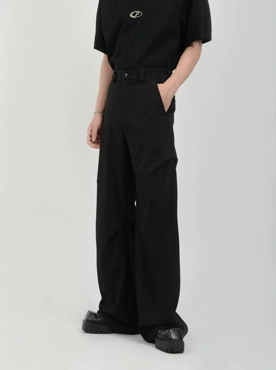 Wide Leg Belted Trousers with Pleated Detail