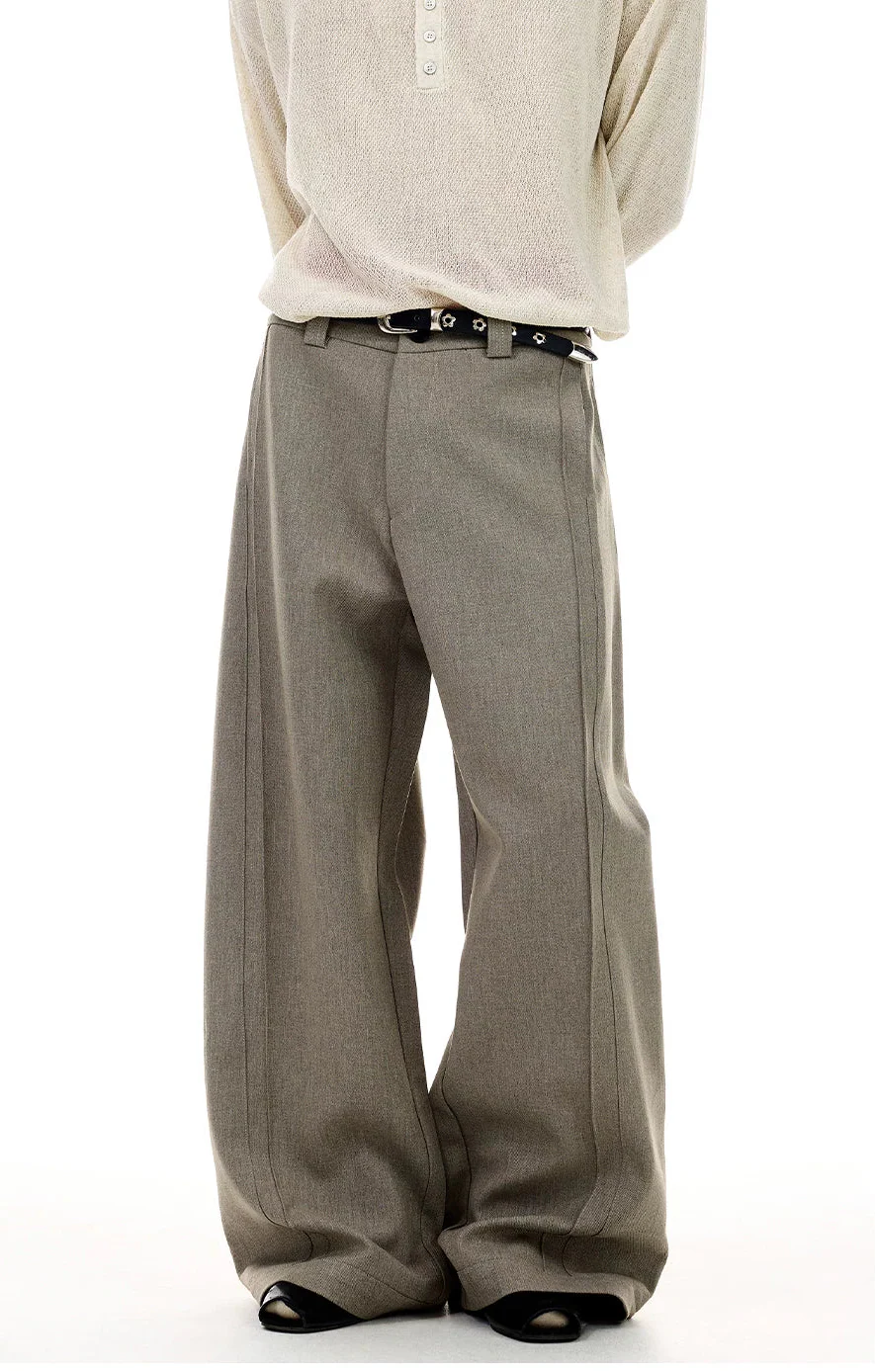 Barrel-Leg Panel Pleated Trousers
