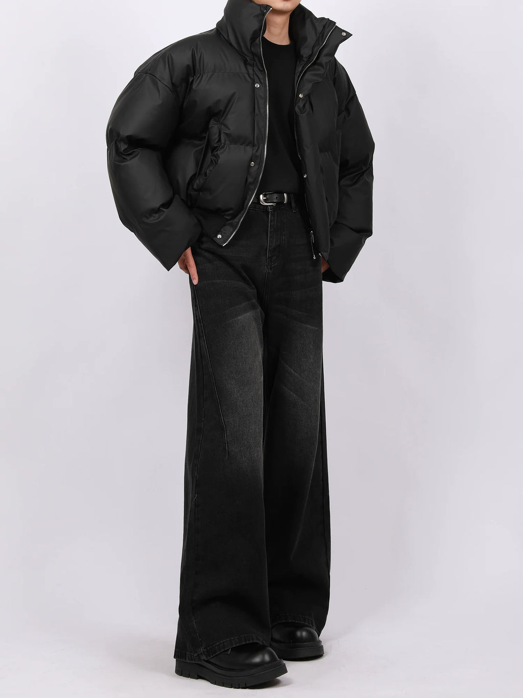 Vintage Washed Wide Leg Denim Pants