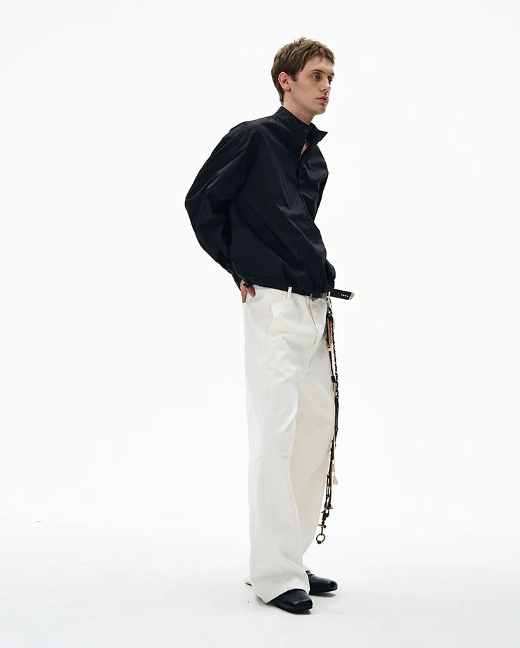 Mandarin Collar Long Sleeve Popover Quarter-Zip Shirt