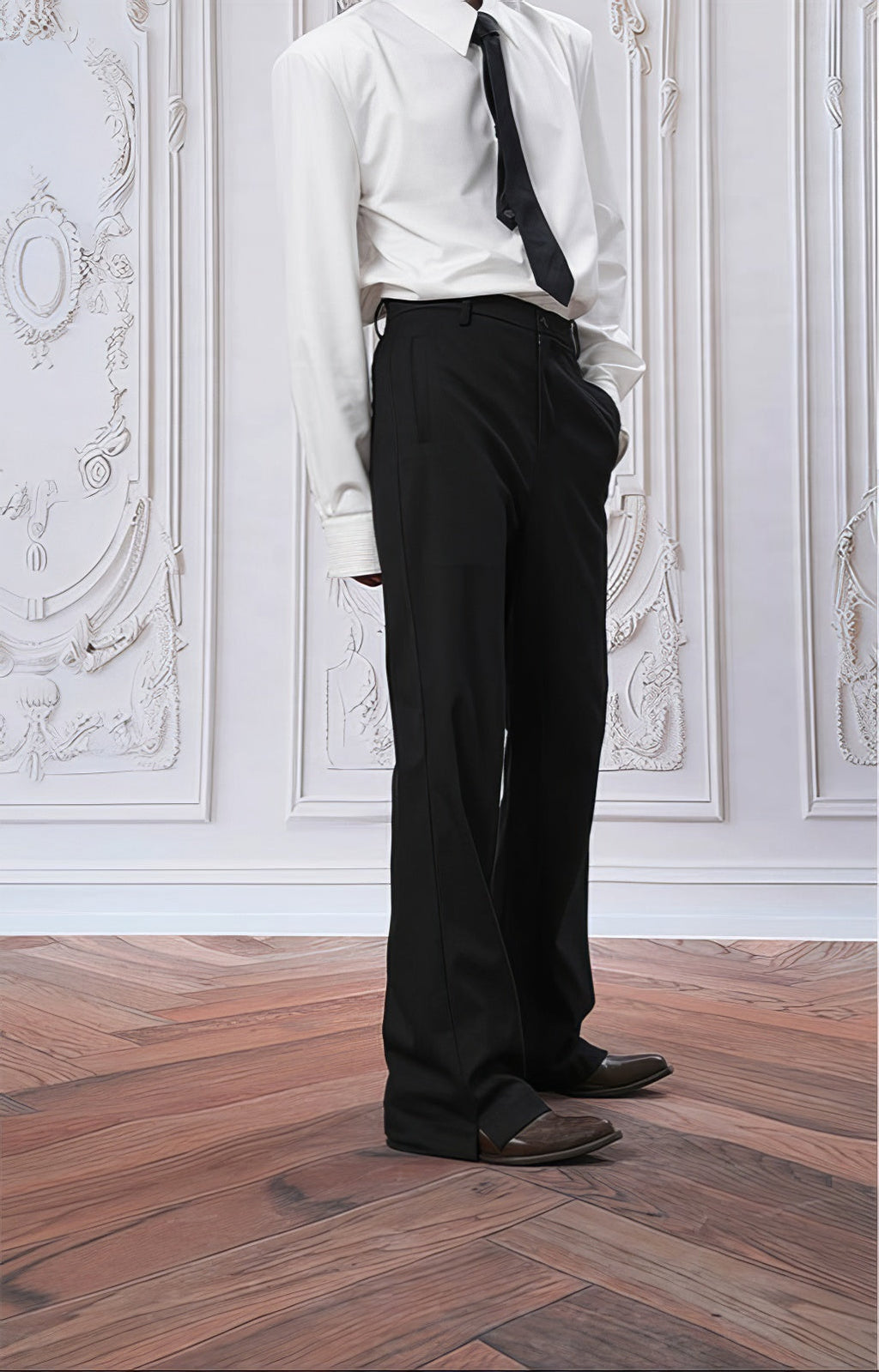 Tailored Straight Leg Semi-Flare Suit Trousers