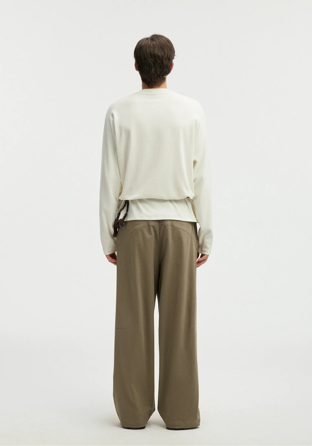 Straight Leg Pleated Trousers with Button Waist and Belt Loops