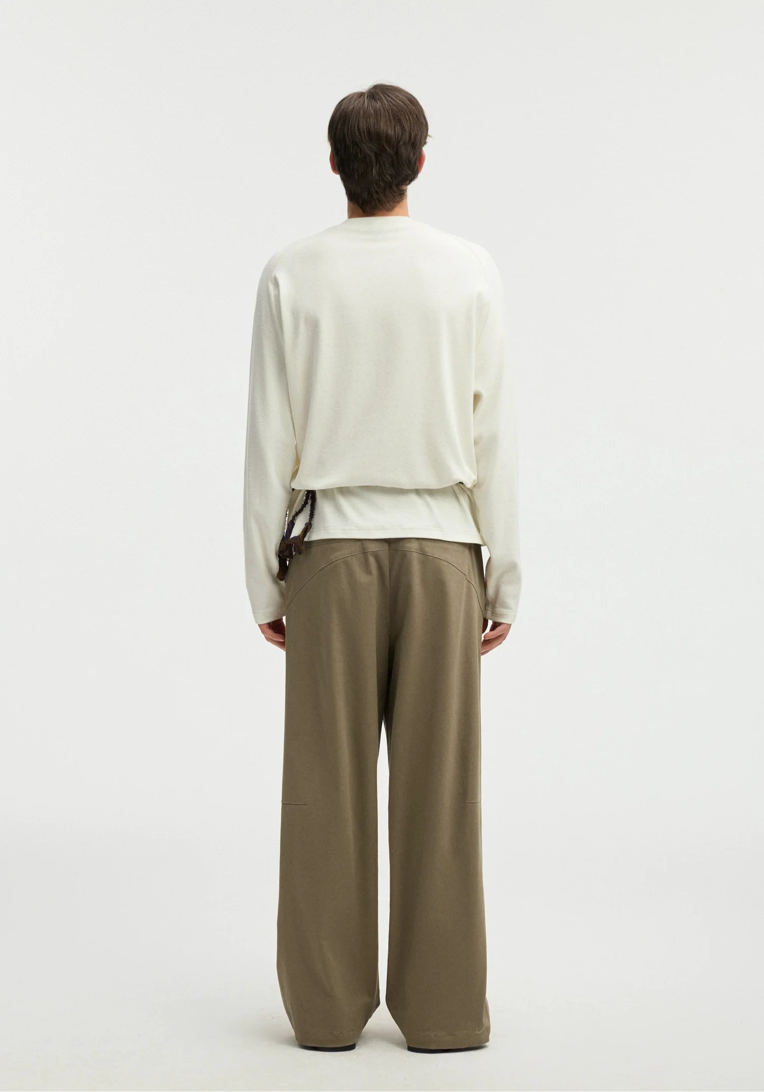 Straight Leg Pleated Trousers with Button Waist and Belt Loops