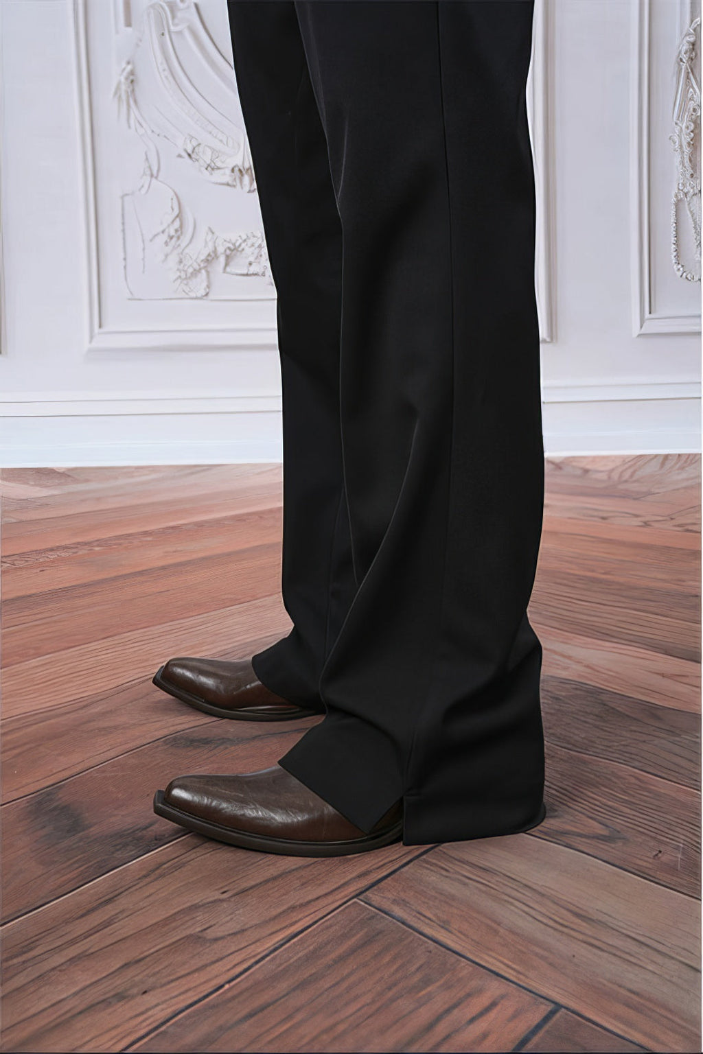 Tailored Straight Leg Semi-Flare Suit Trousers