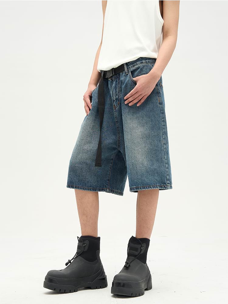 Faded Denim Shorts