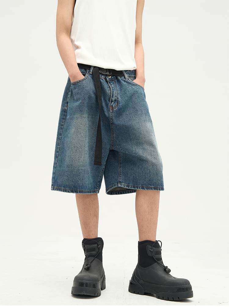 Faded Denim Shorts