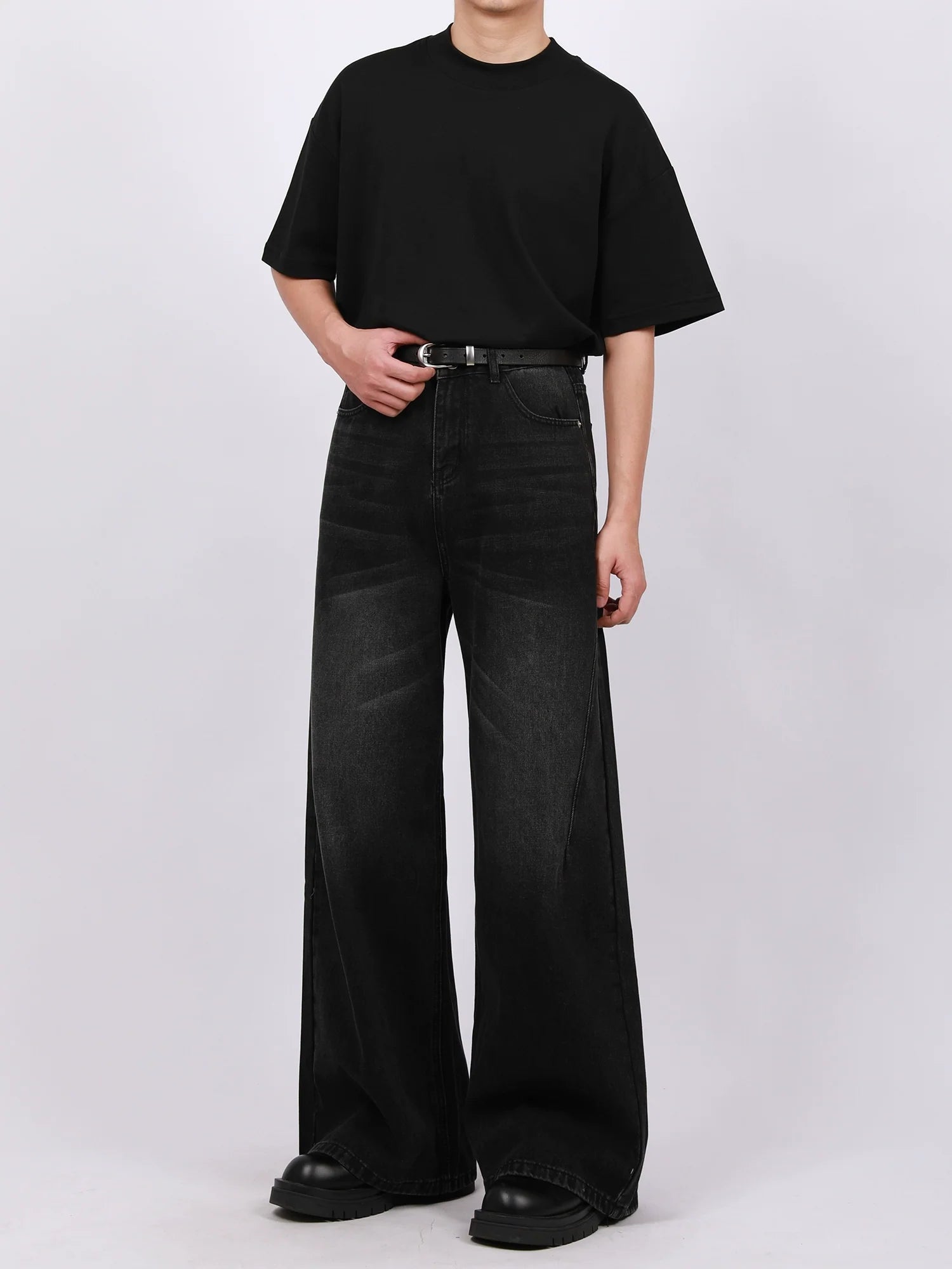Vintage Washed Wide Leg Denim Pants