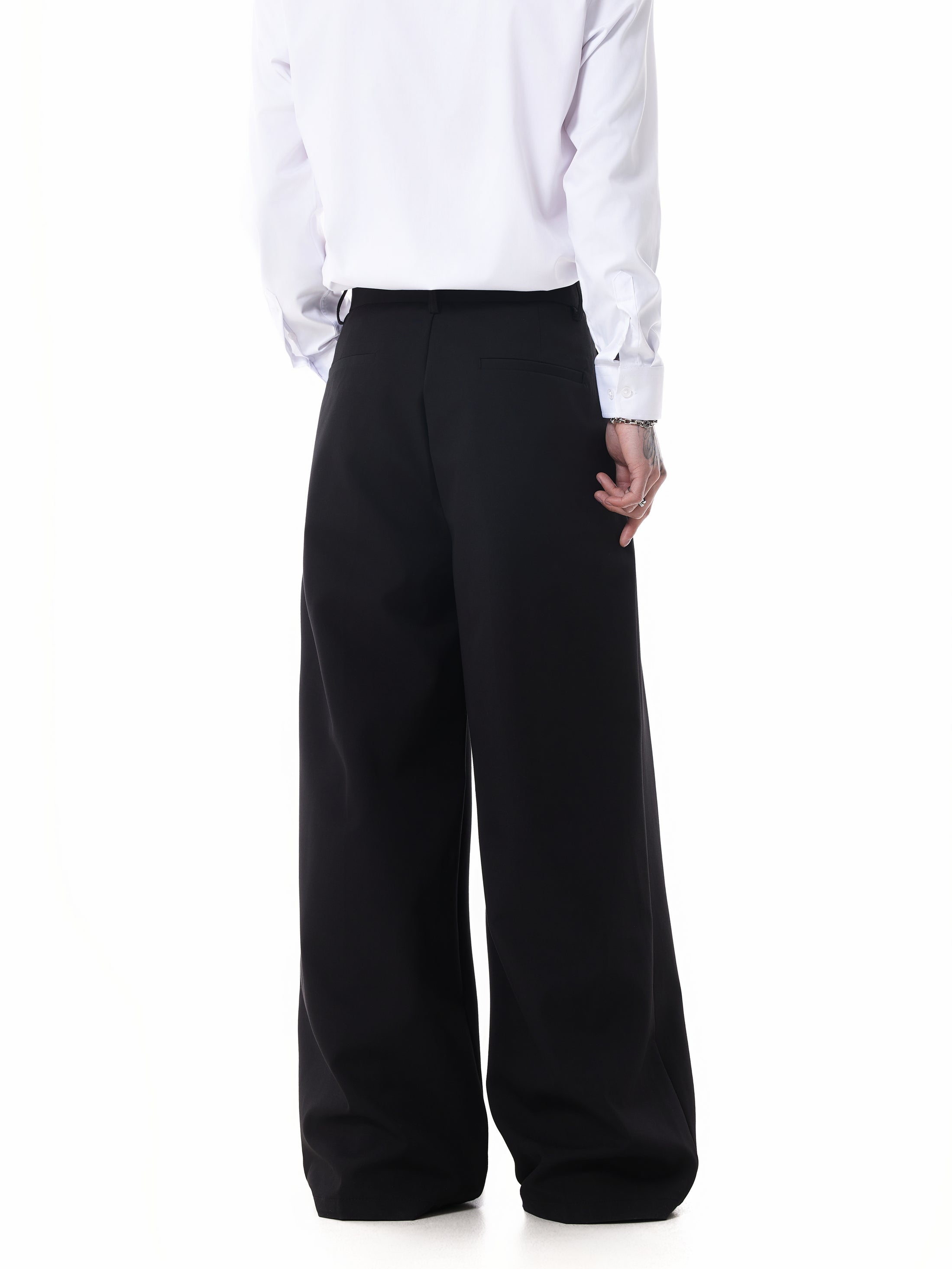 Adjustable Waist Hook Pleated Pants