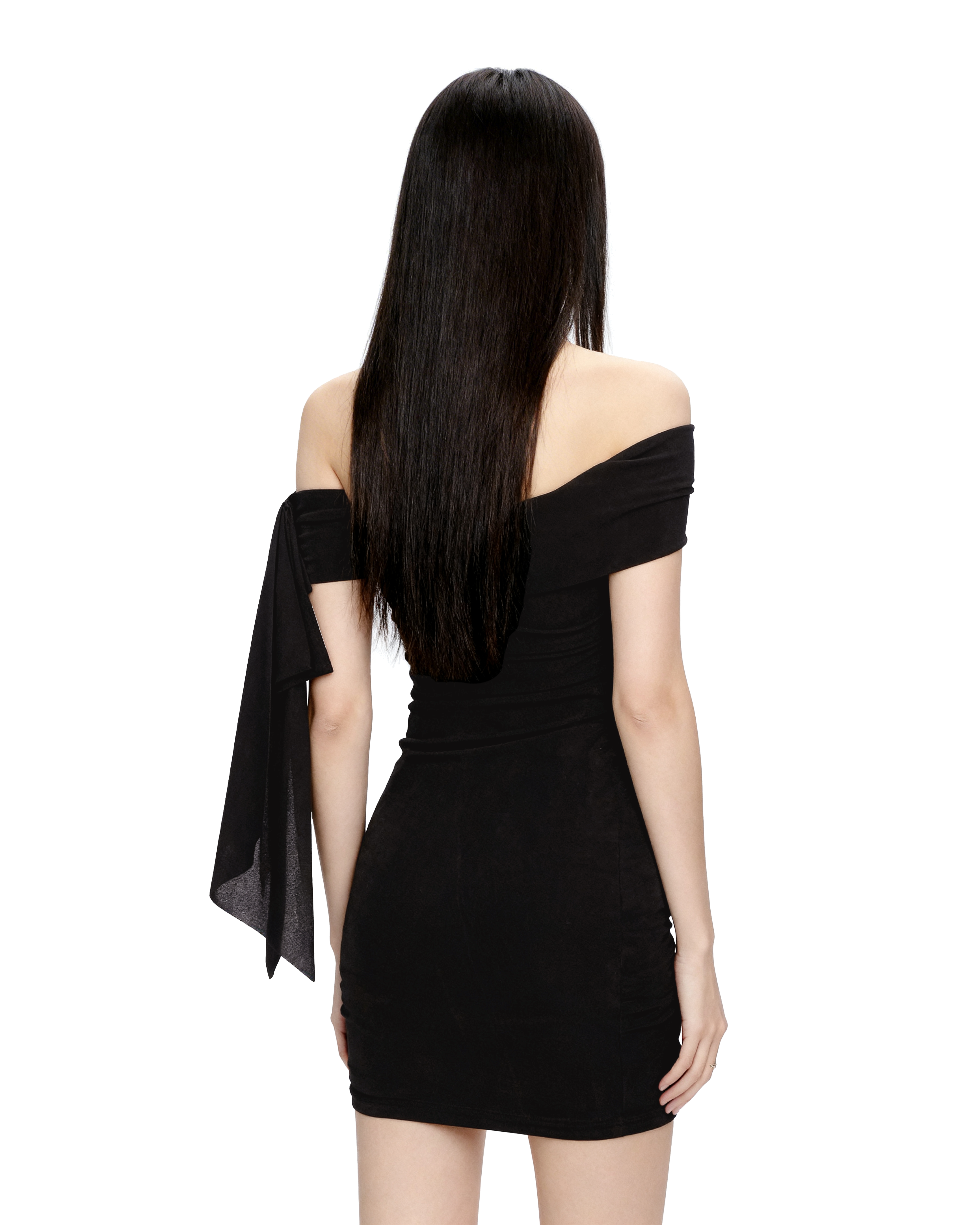 Ruched Off Shoulder Bodycon Mini Dress