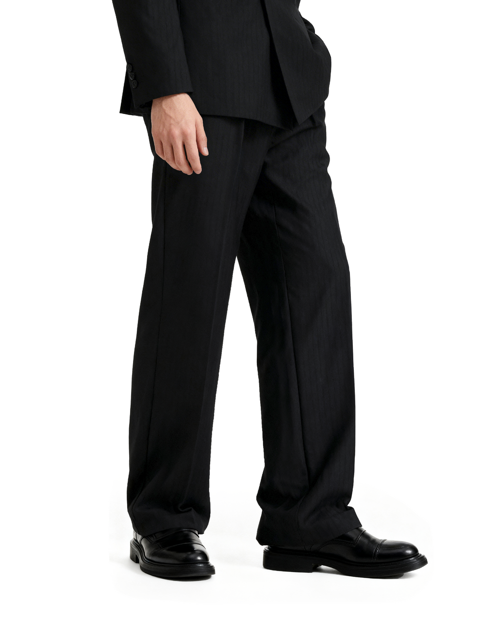 Straight Leg Pleated Trousers with Belt Loops