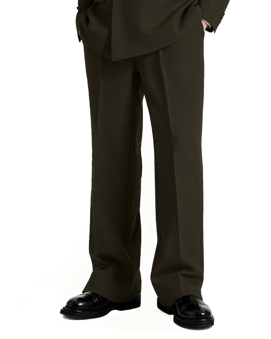 Straight Leg Pleated Trousers with Belt Loops