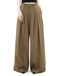Wide Leg Criss-Cross Pleated Palazzo Trousers