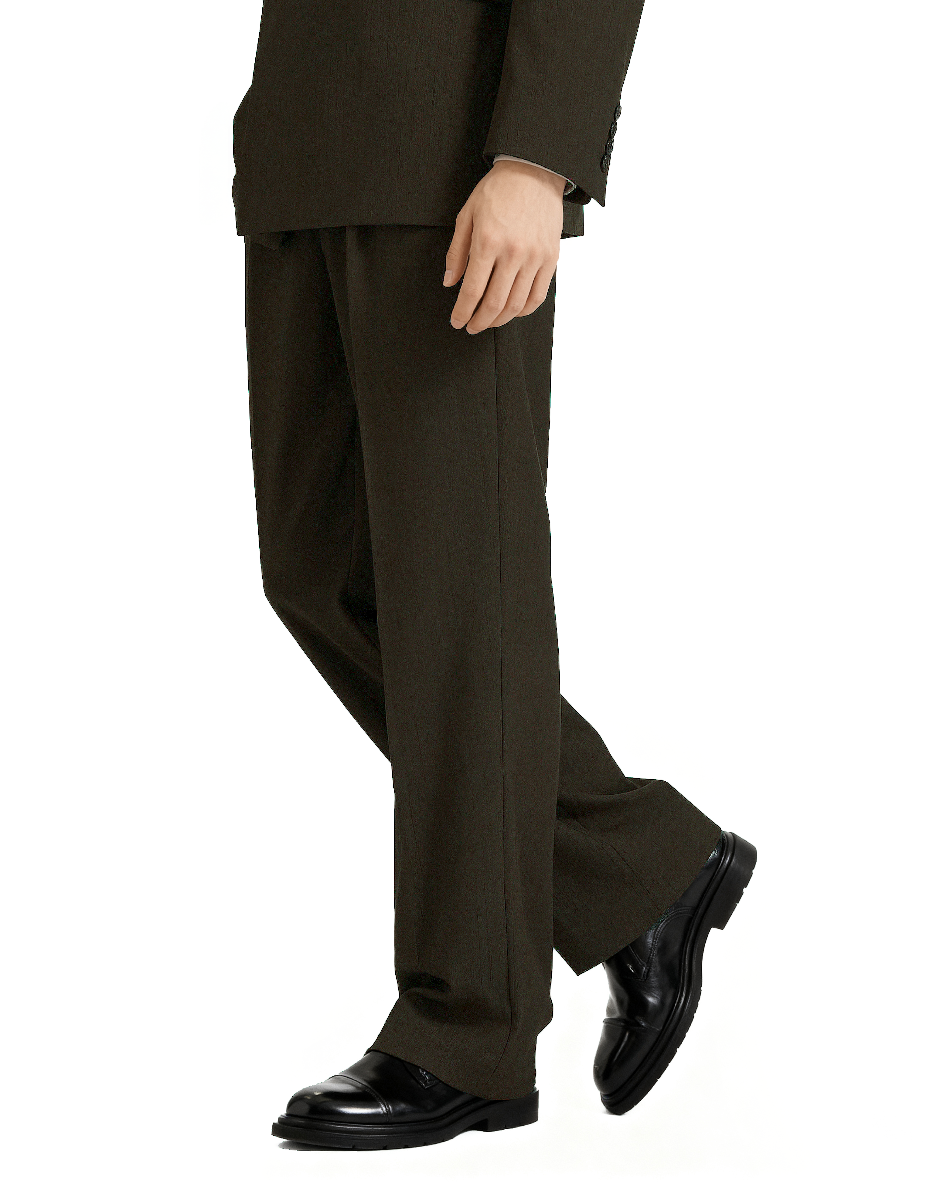 Straight Leg Pleated Trousers with Belt Loops