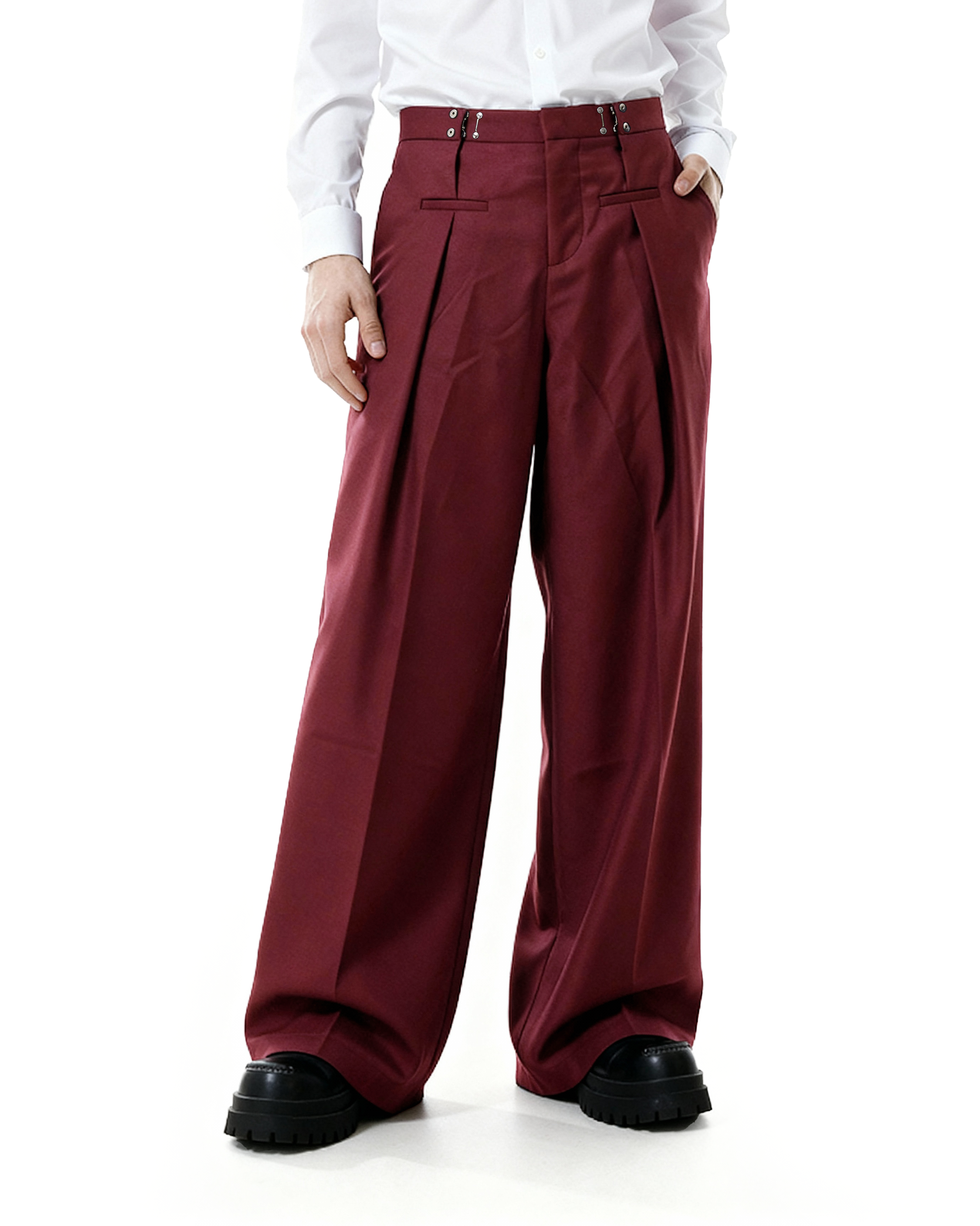 Adjustable Waist Hook Pleated Pants