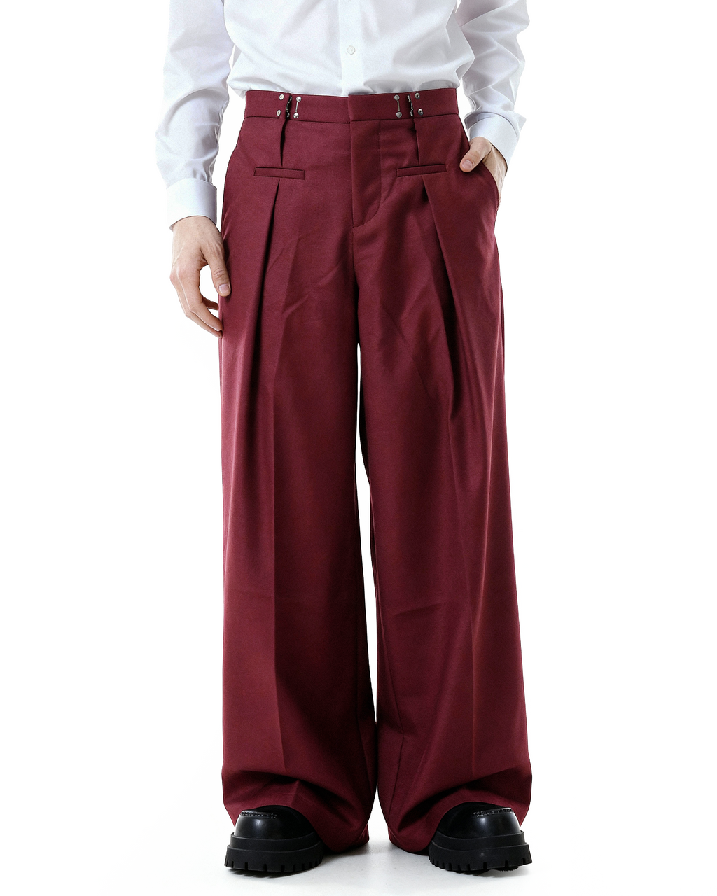 Adjustable Waist Hook Pleated Pants