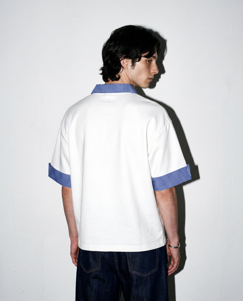 Contrast Plaid Collar Short Sleeve Polo Shirt