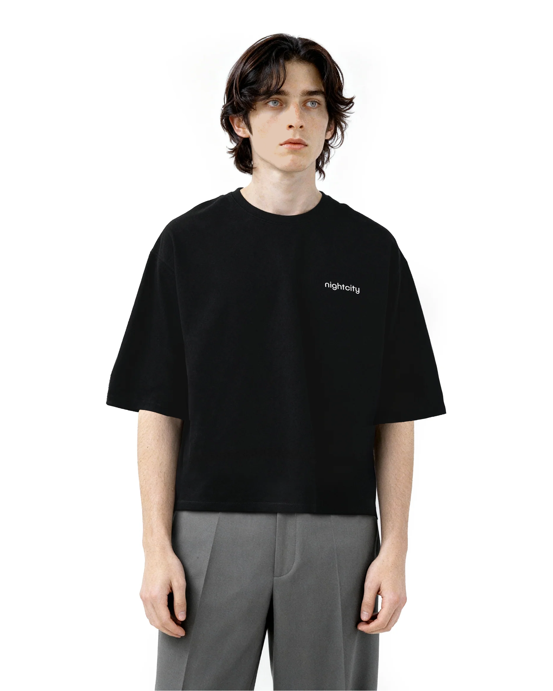 Cropped Oversized Nightcity Logo Cotton T-Shirt
