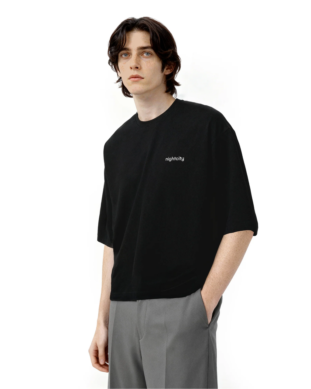 Cropped Oversized Nightcity Logo Cotton T-Shirt