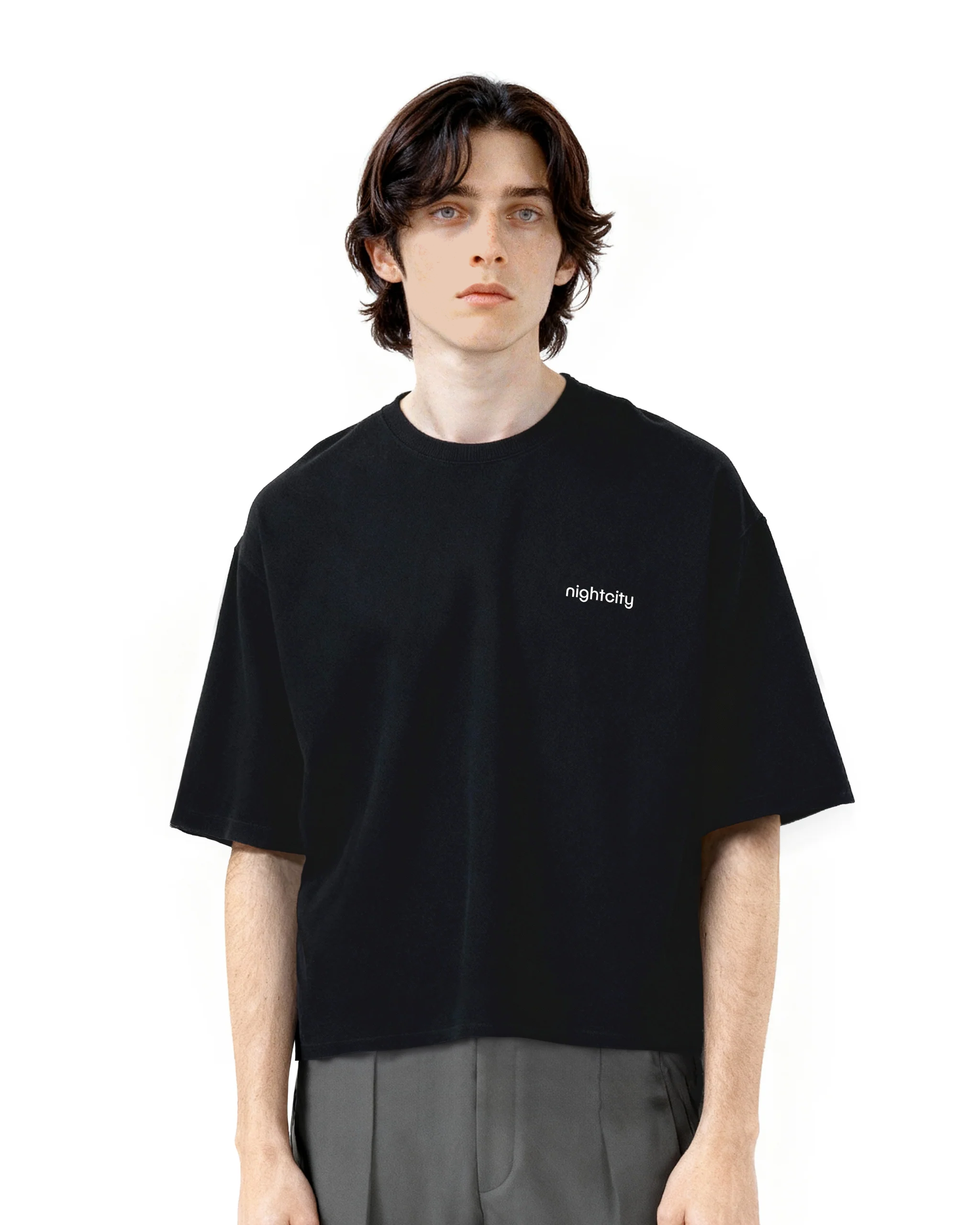 Cropped Oversized Nightcity Logo Cotton T-Shirt