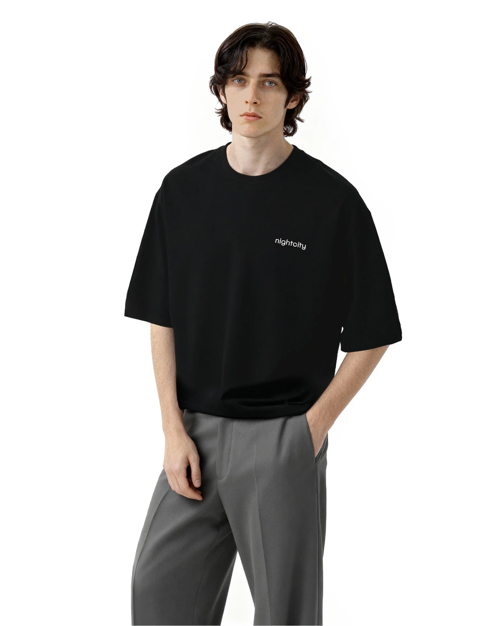 Cropped Oversized Nightcity Logo Cotton T-Shirt