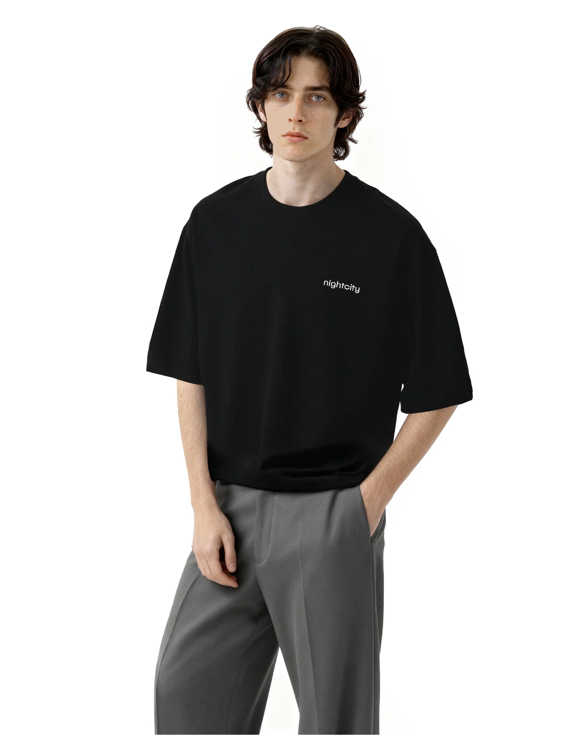 Cropped Oversized Nightcity Logo Cotton T-Shirt