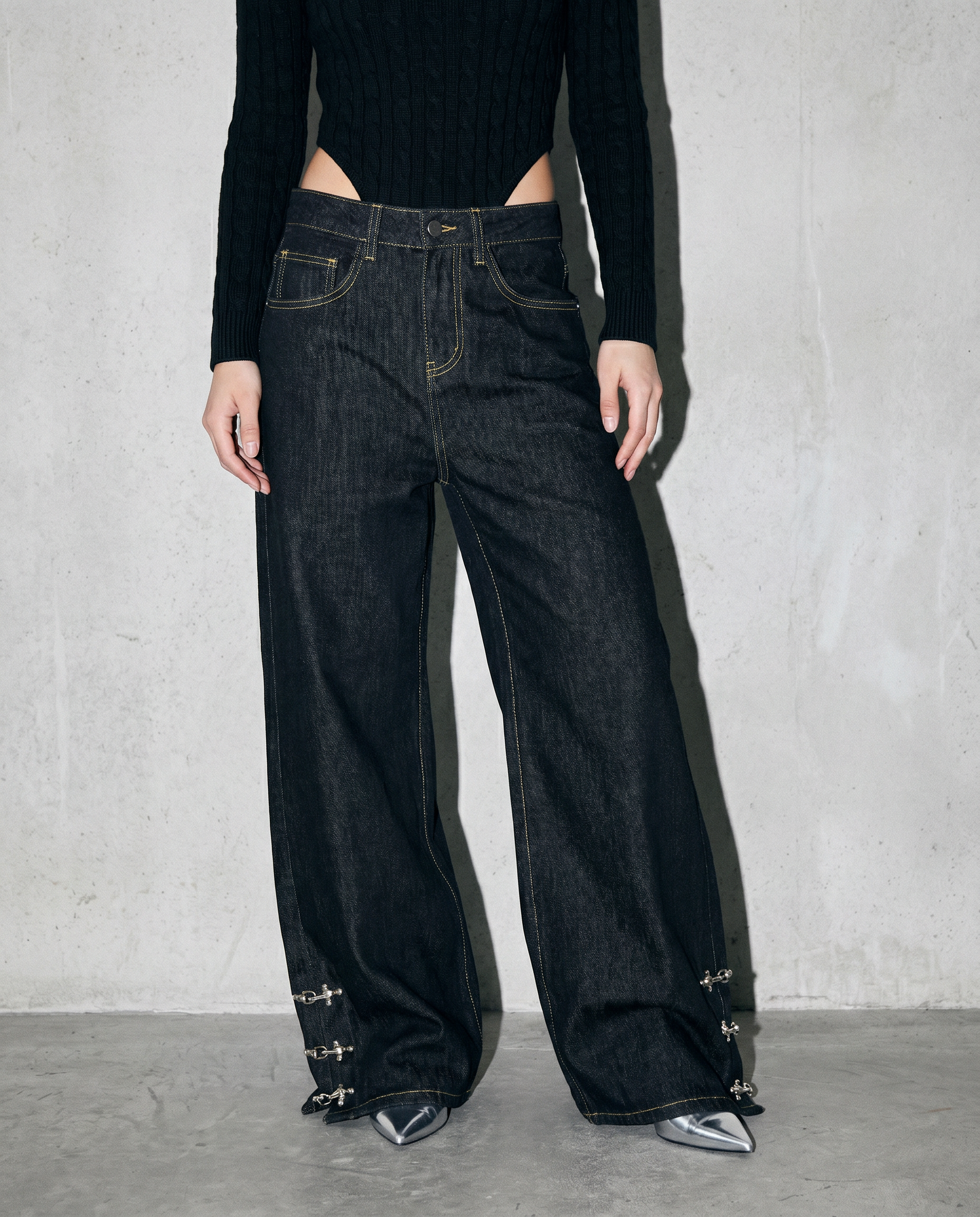 Fireman Clasp Hem Flare Jeans
