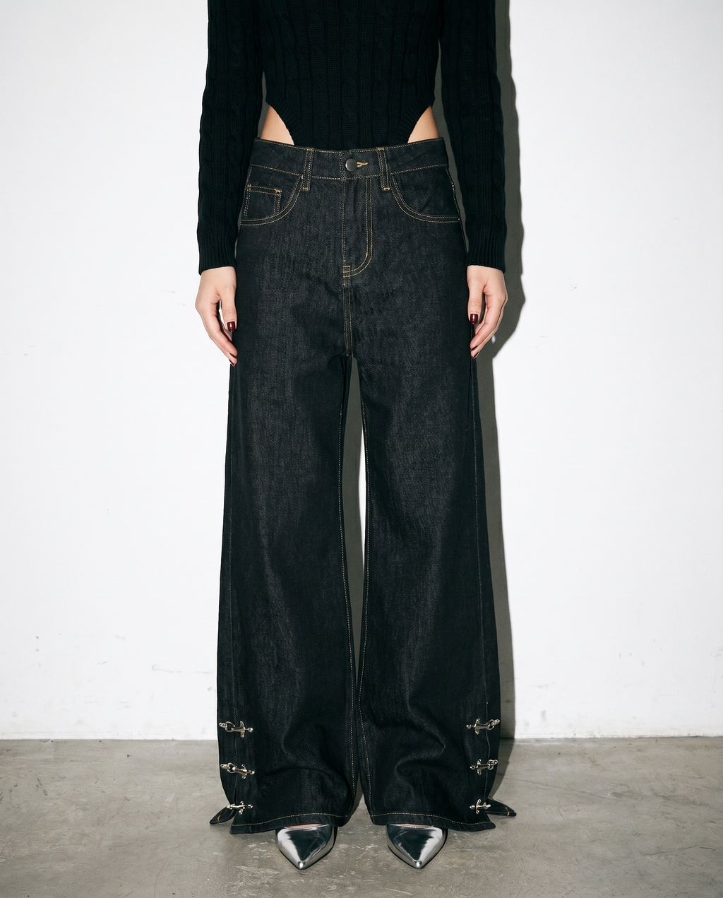 Fireman Clasp Hem Flare Jeans