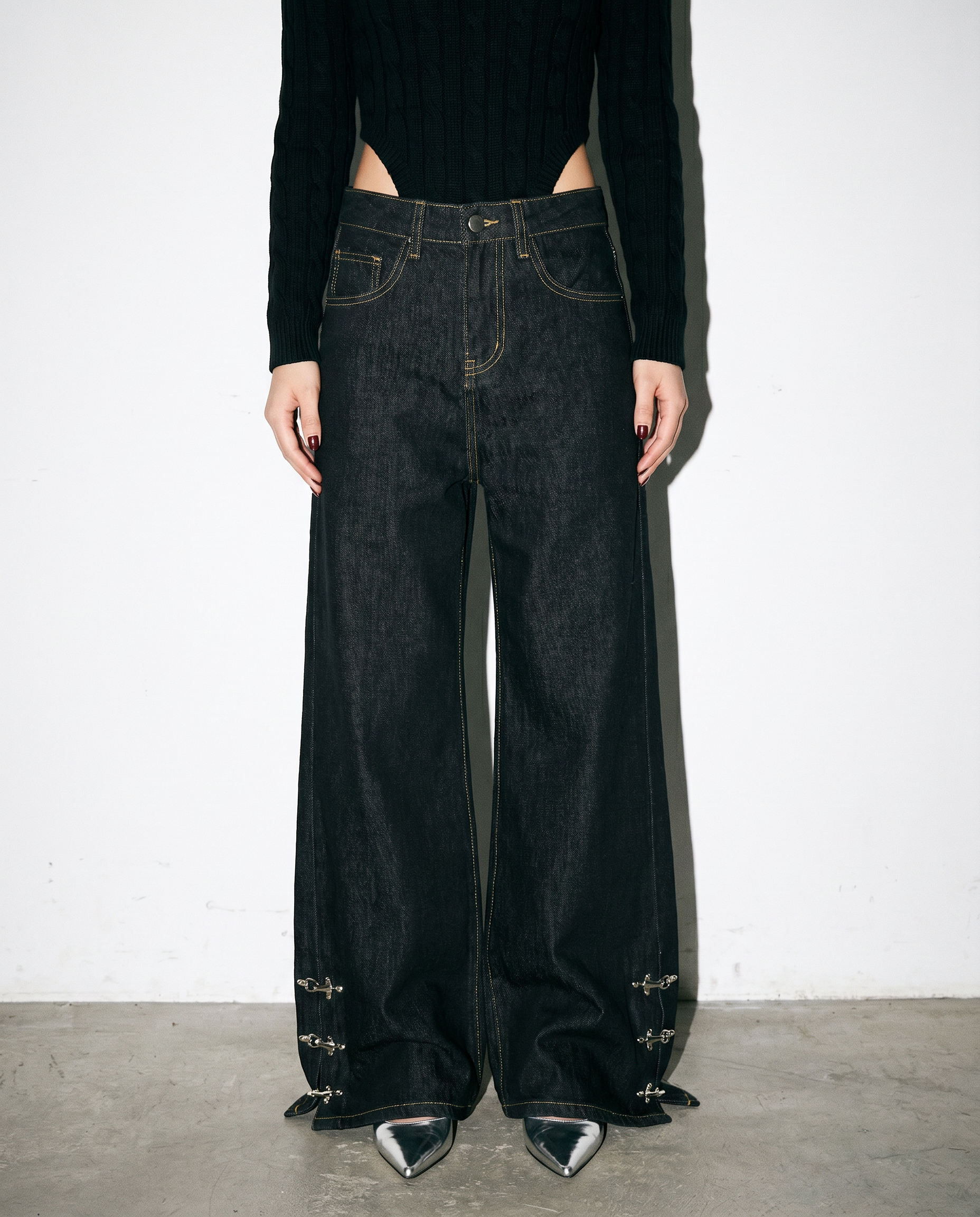 Fireman Clasp Hem Flare Jeans