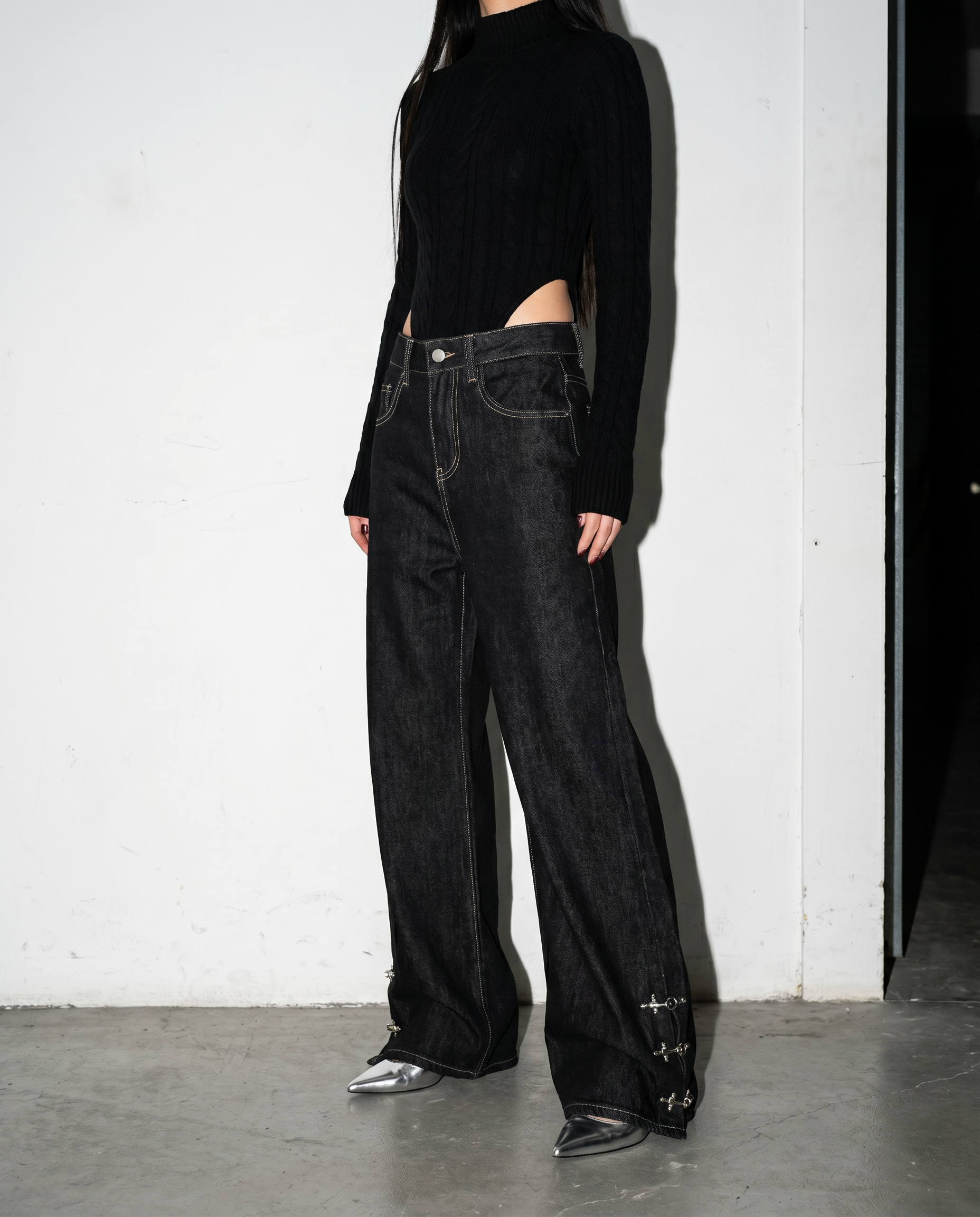 Fireman Clasp Hem Flare Jeans