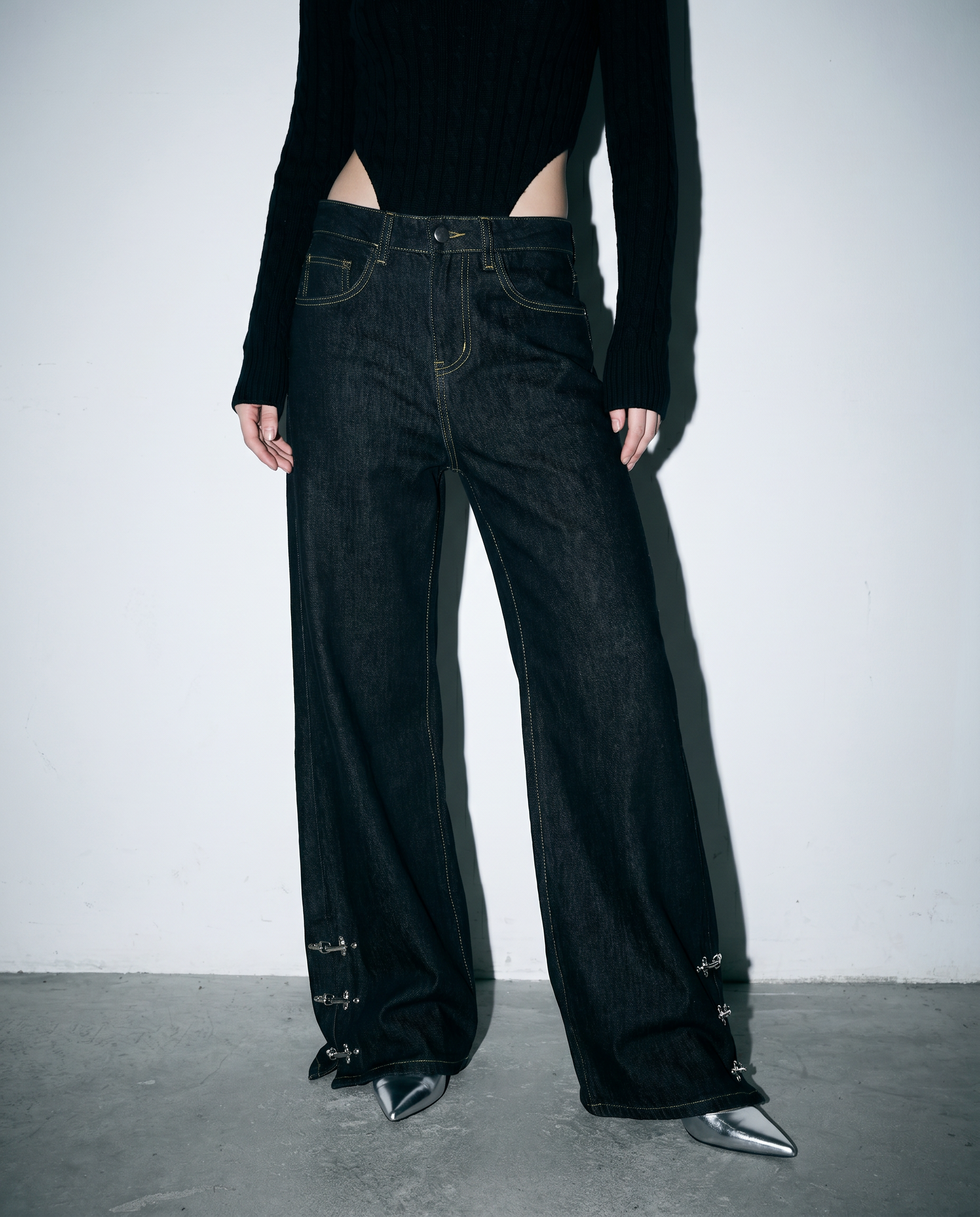 Fireman Clasp Hem Flare Jeans