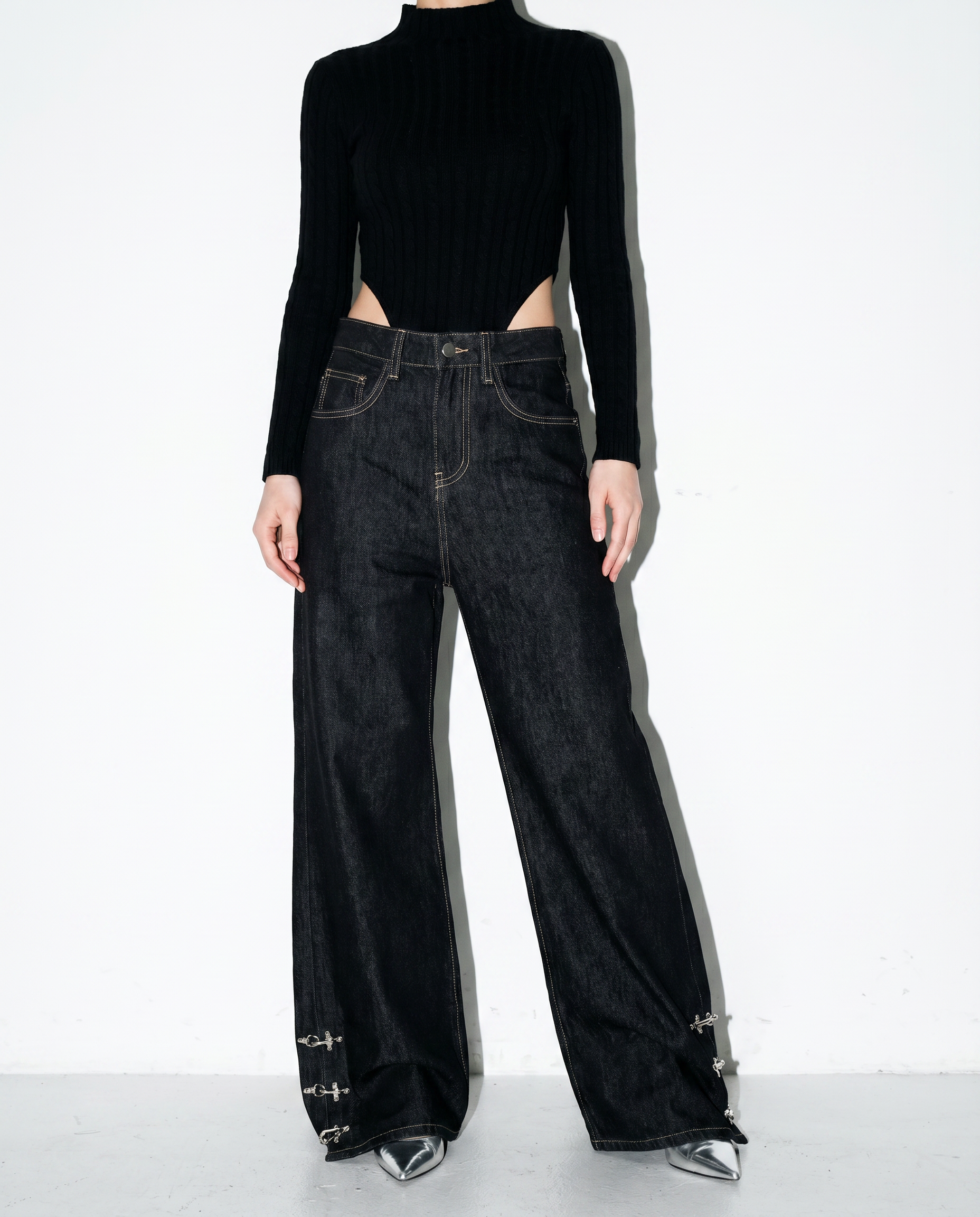 Fireman Clasp Hem Flare Jeans