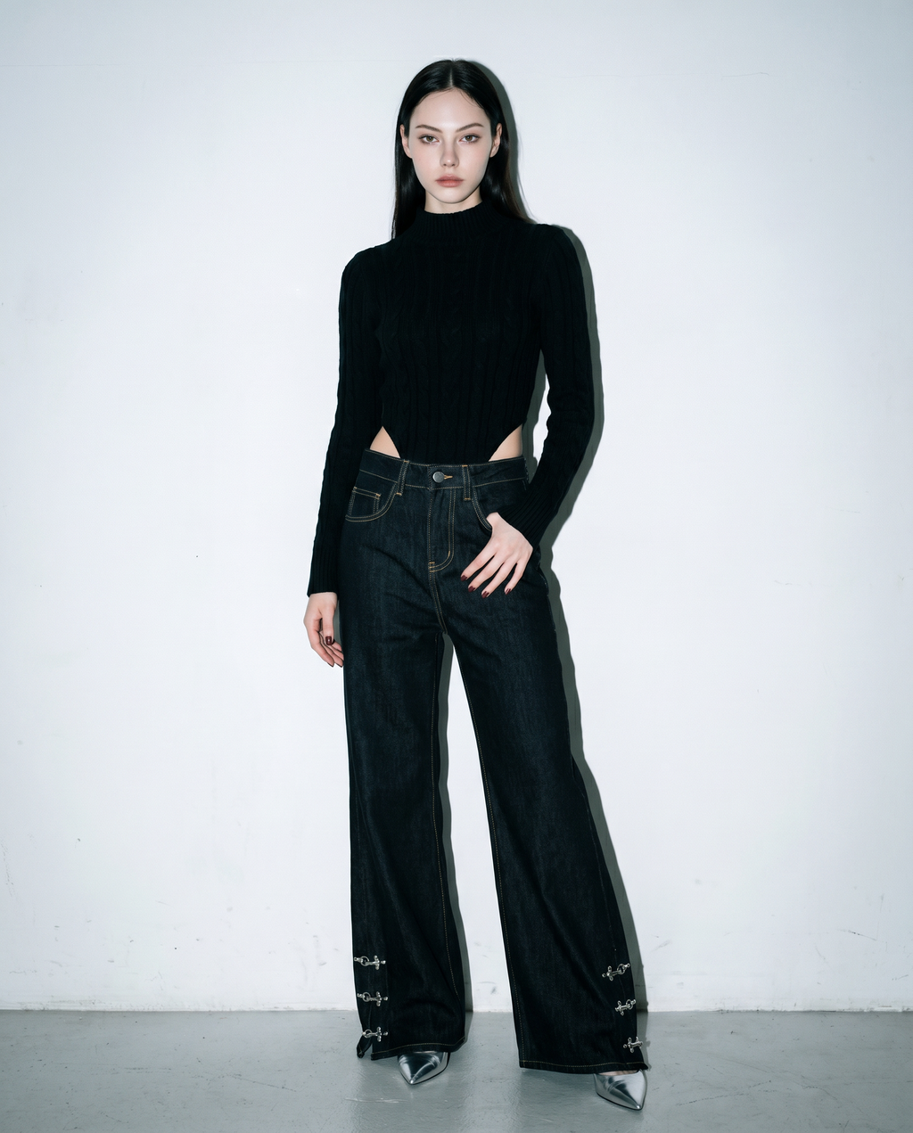 Fireman Clasp Hem Flare Jeans
