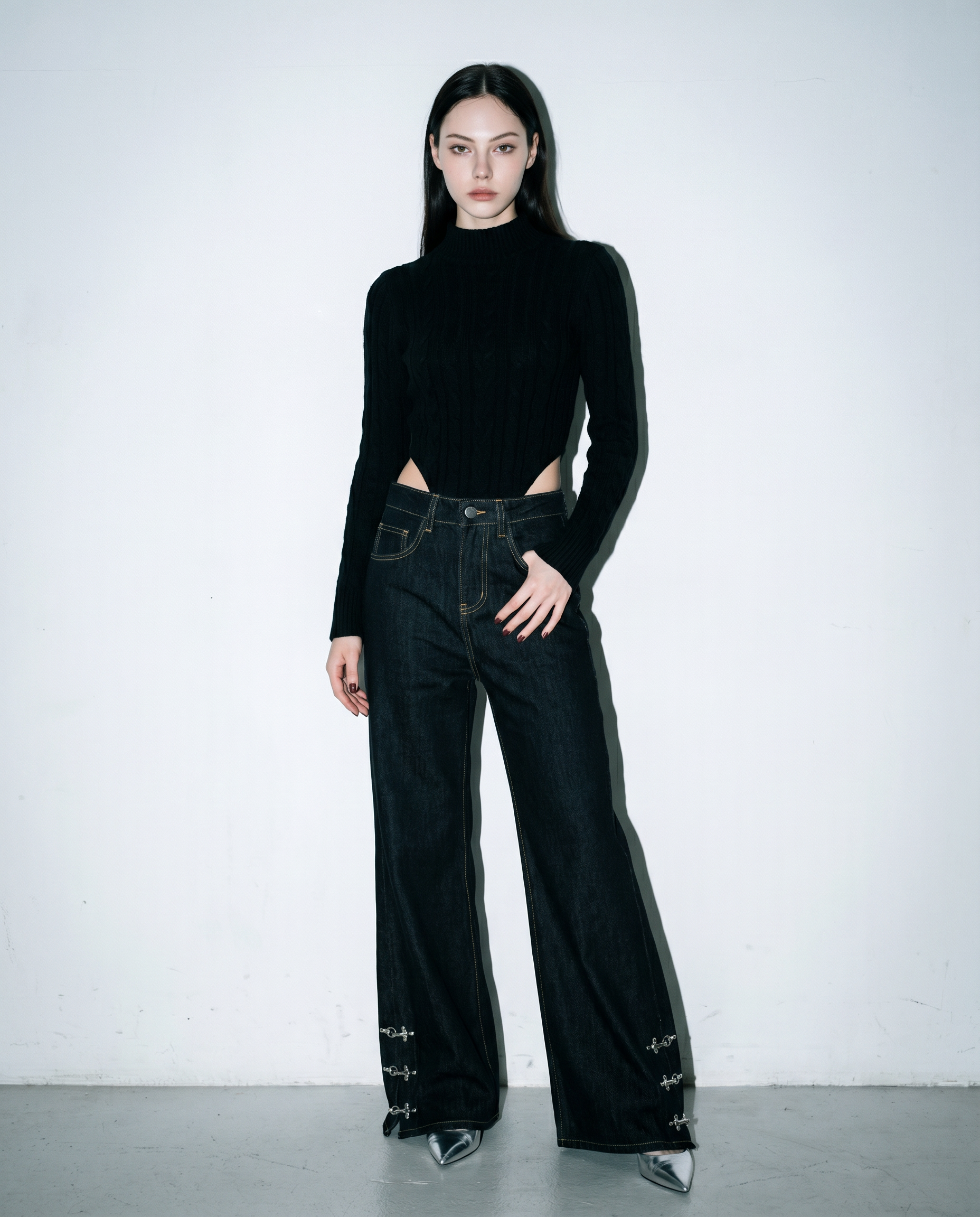 Fireman Clasp Hem Flare Jeans