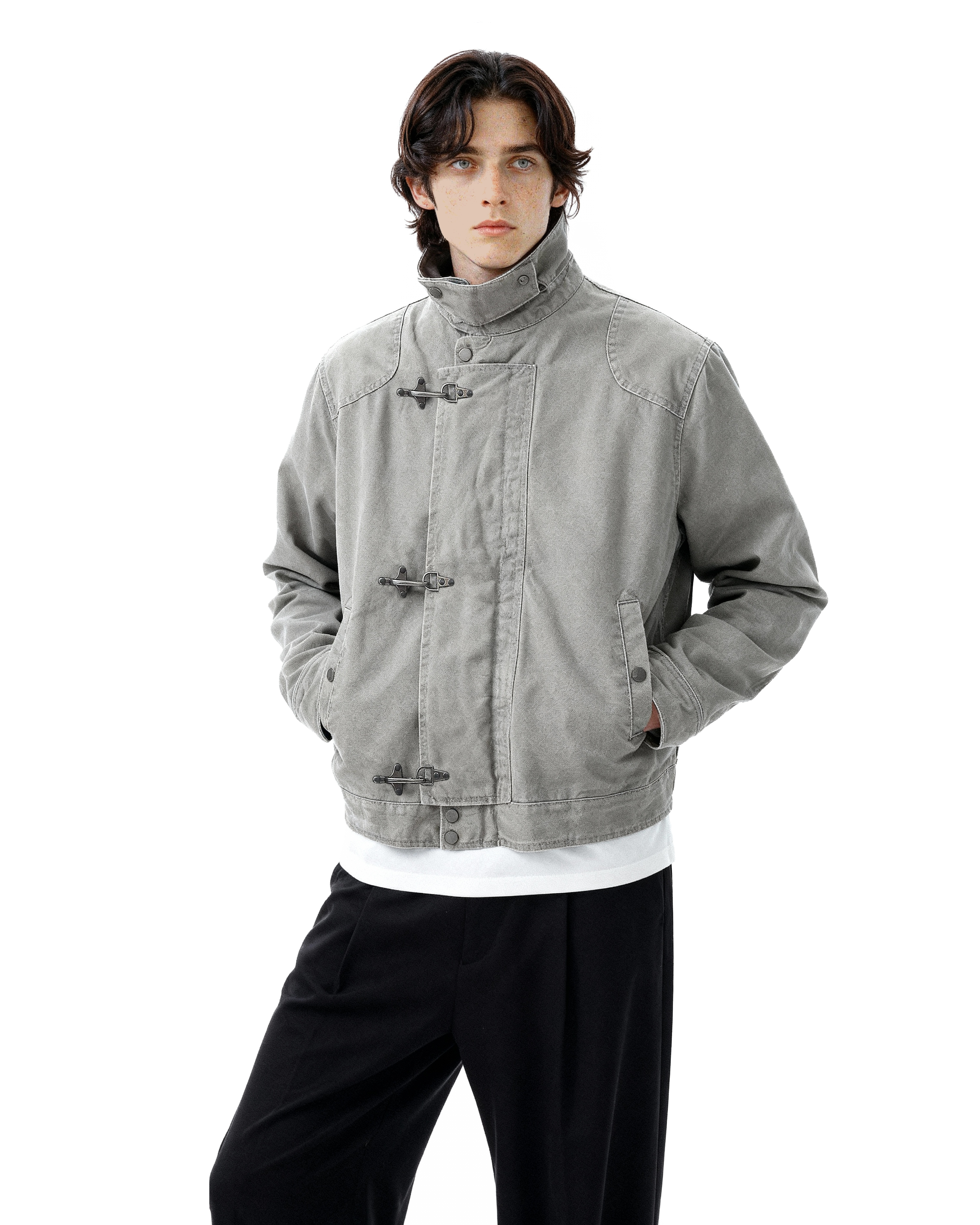 Fireman Clasp Utility Worker Jacket with Stand Collar
