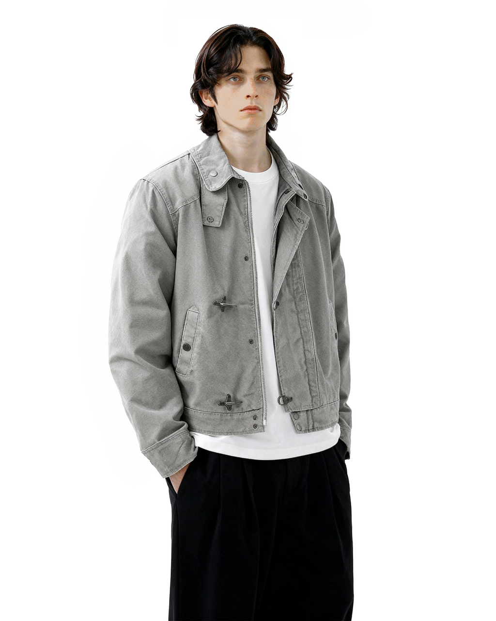 Fireman Clasp Utility Worker Jacket with Stand Collar