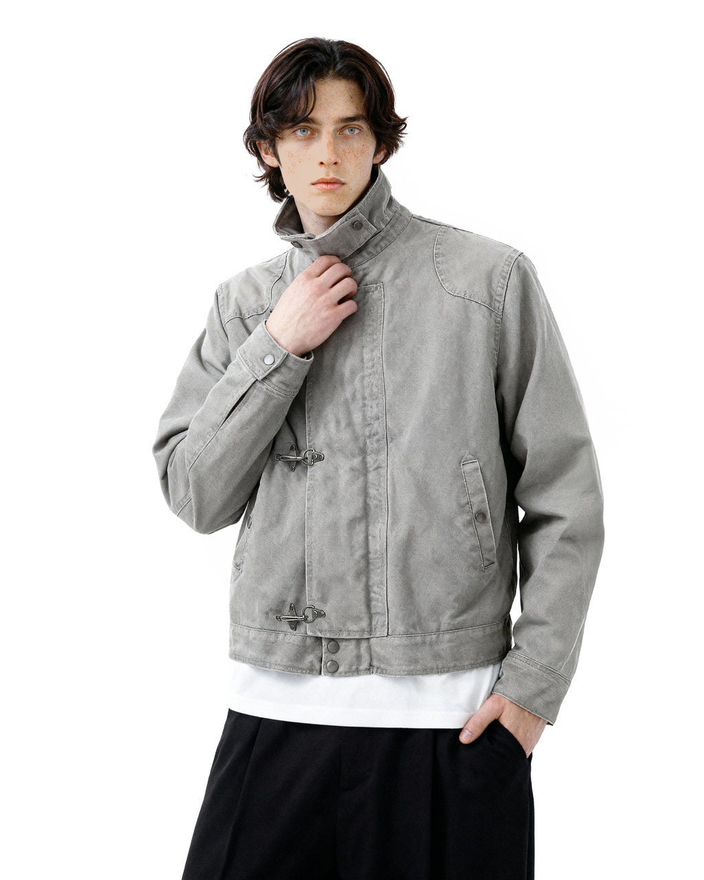 Fireman Clasp Utility Worker Jacket with Stand Collar