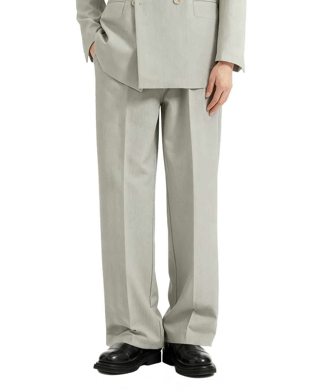 Straight Leg Pleated Trousers with Belt Loops
