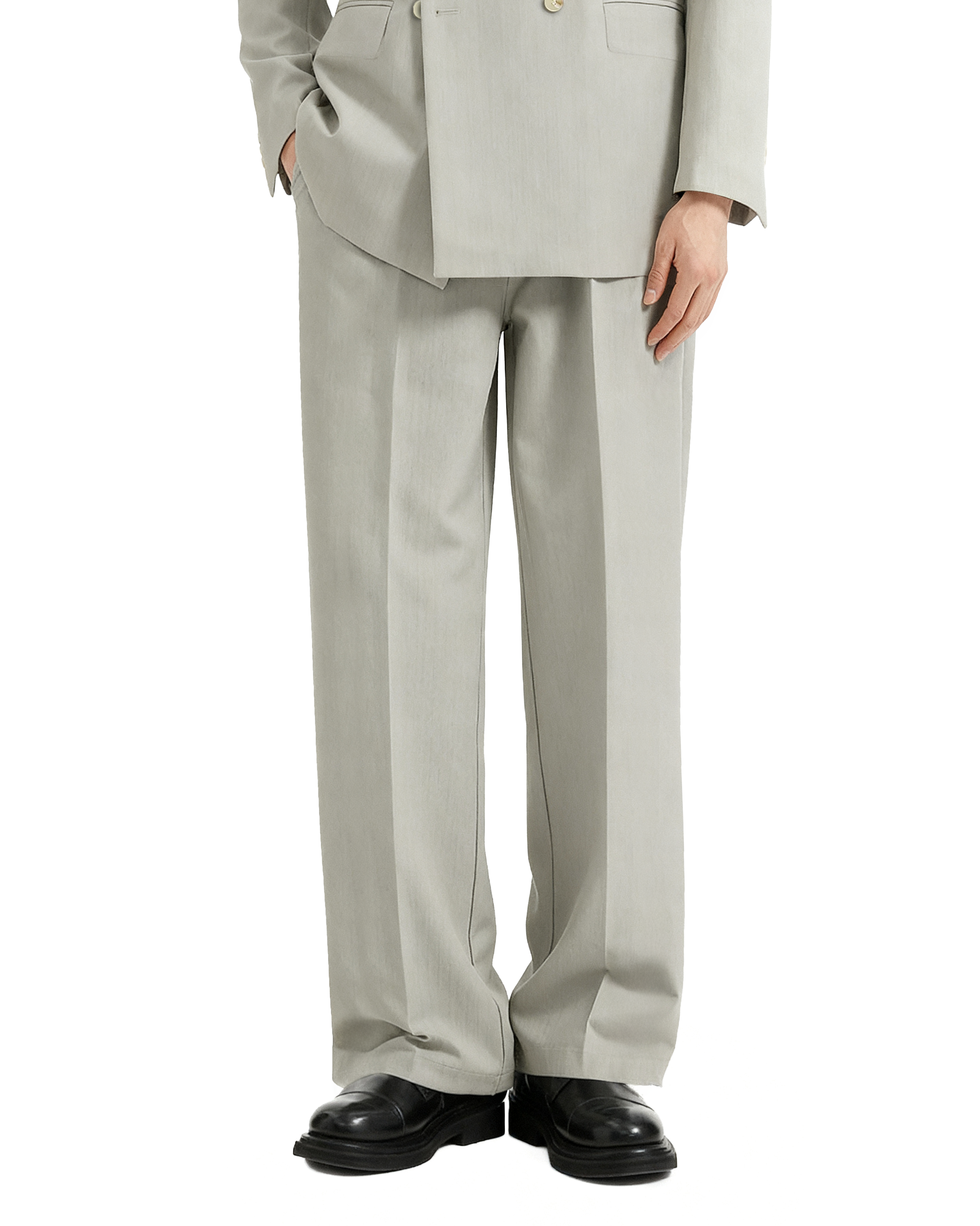 Straight Leg Pleated Trousers with Belt Loops