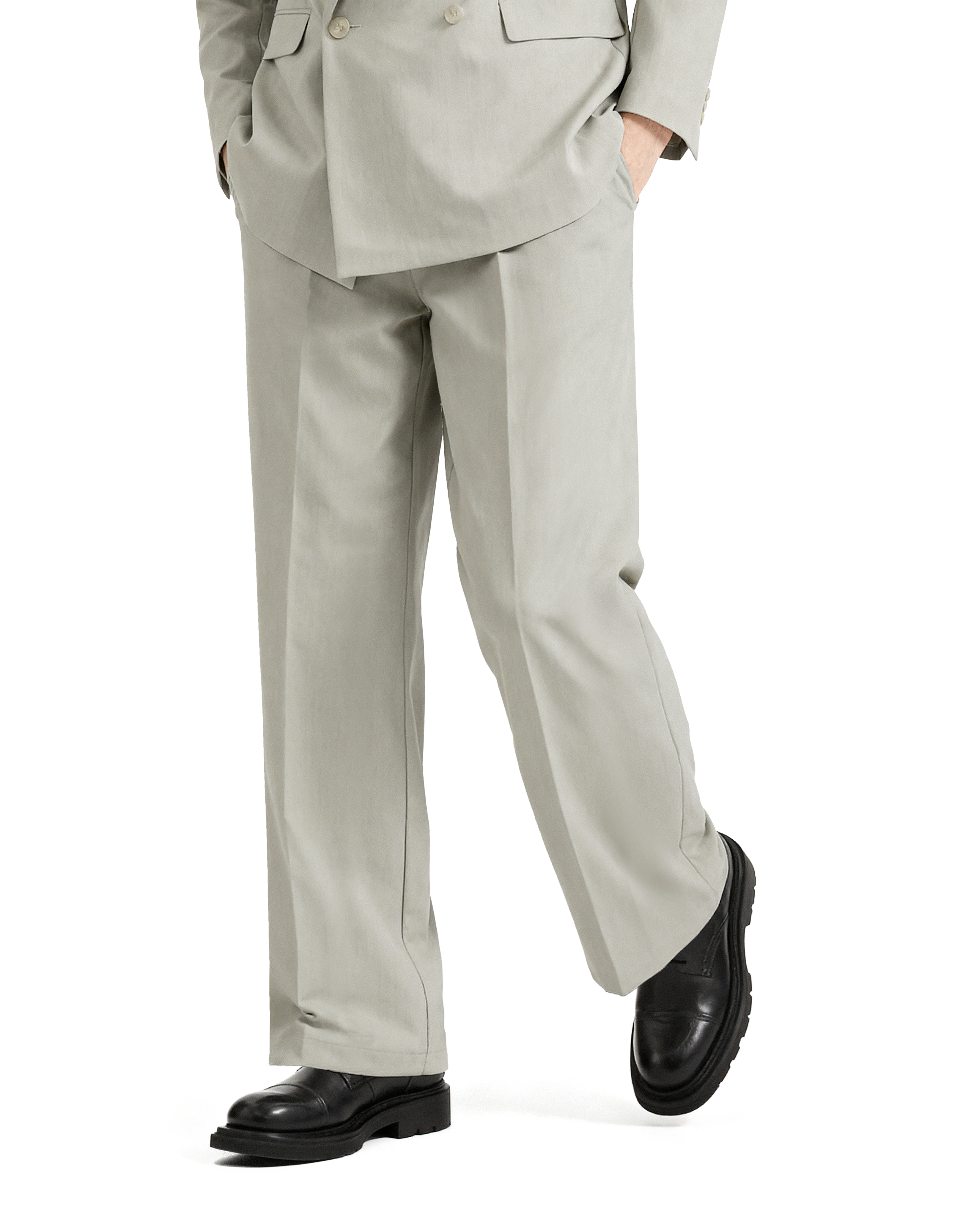 Straight Leg Pleated Trousers with Belt Loops