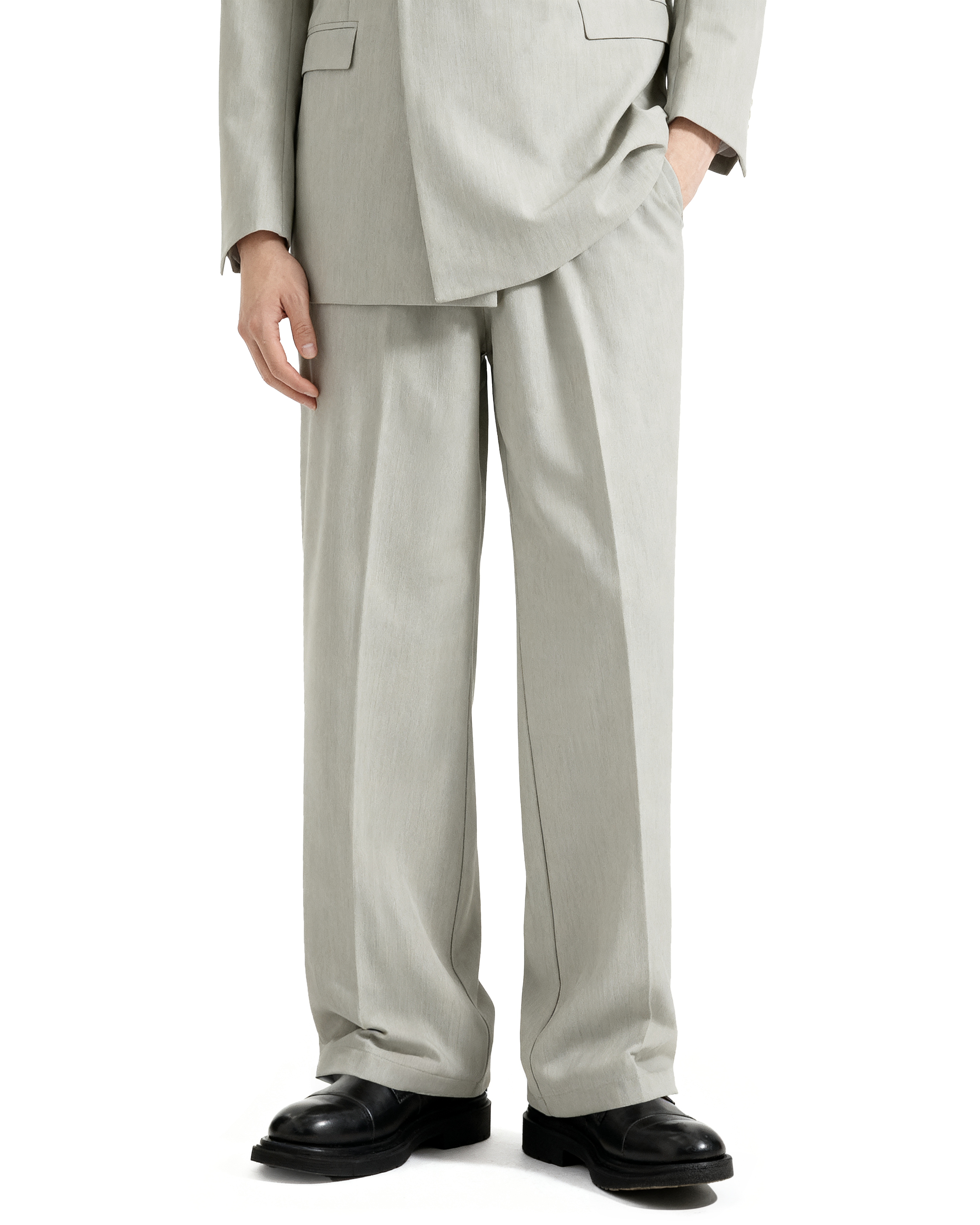 Straight Leg Pleated Trousers with Belt Loops