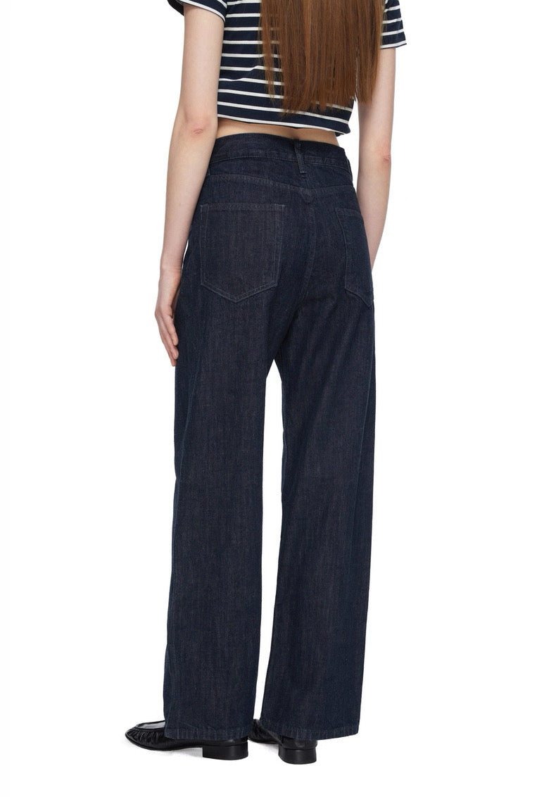 High Waist Straight-Leg Selvidge Effect Jeans
