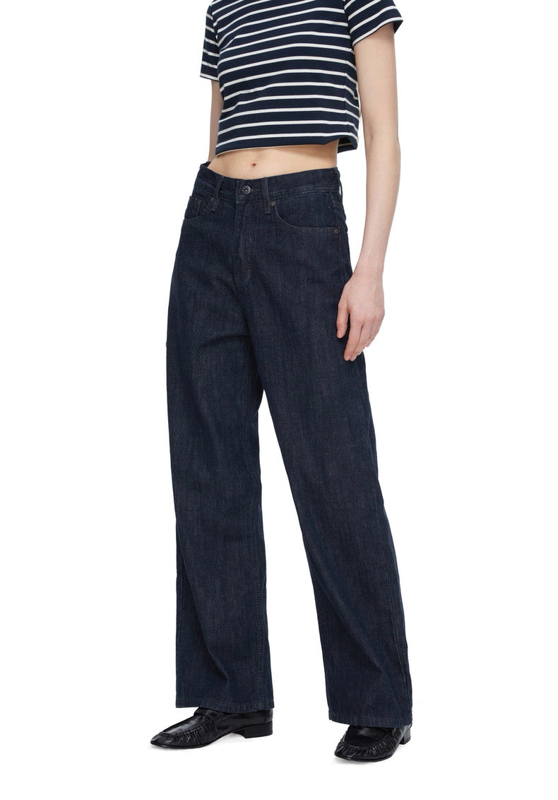 High Waist Straight-Leg Selvidge Effect Jeans