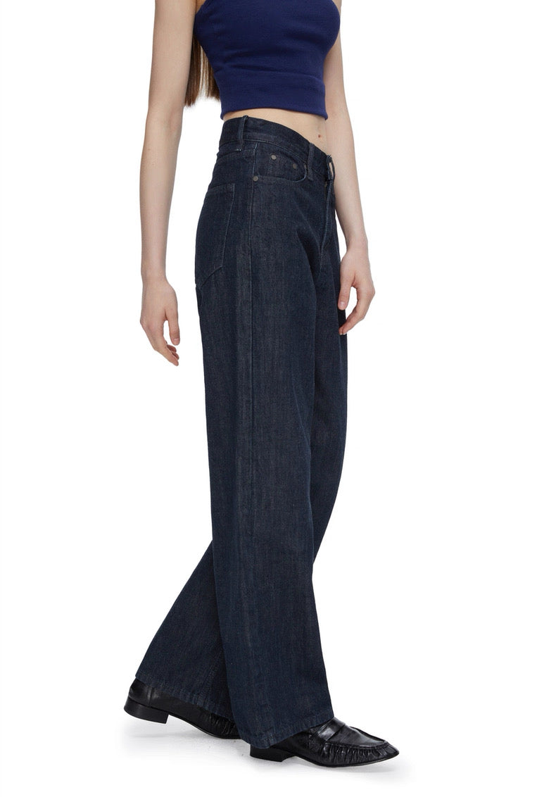 High Waist Straight-Leg Selvidge Effect Jeans