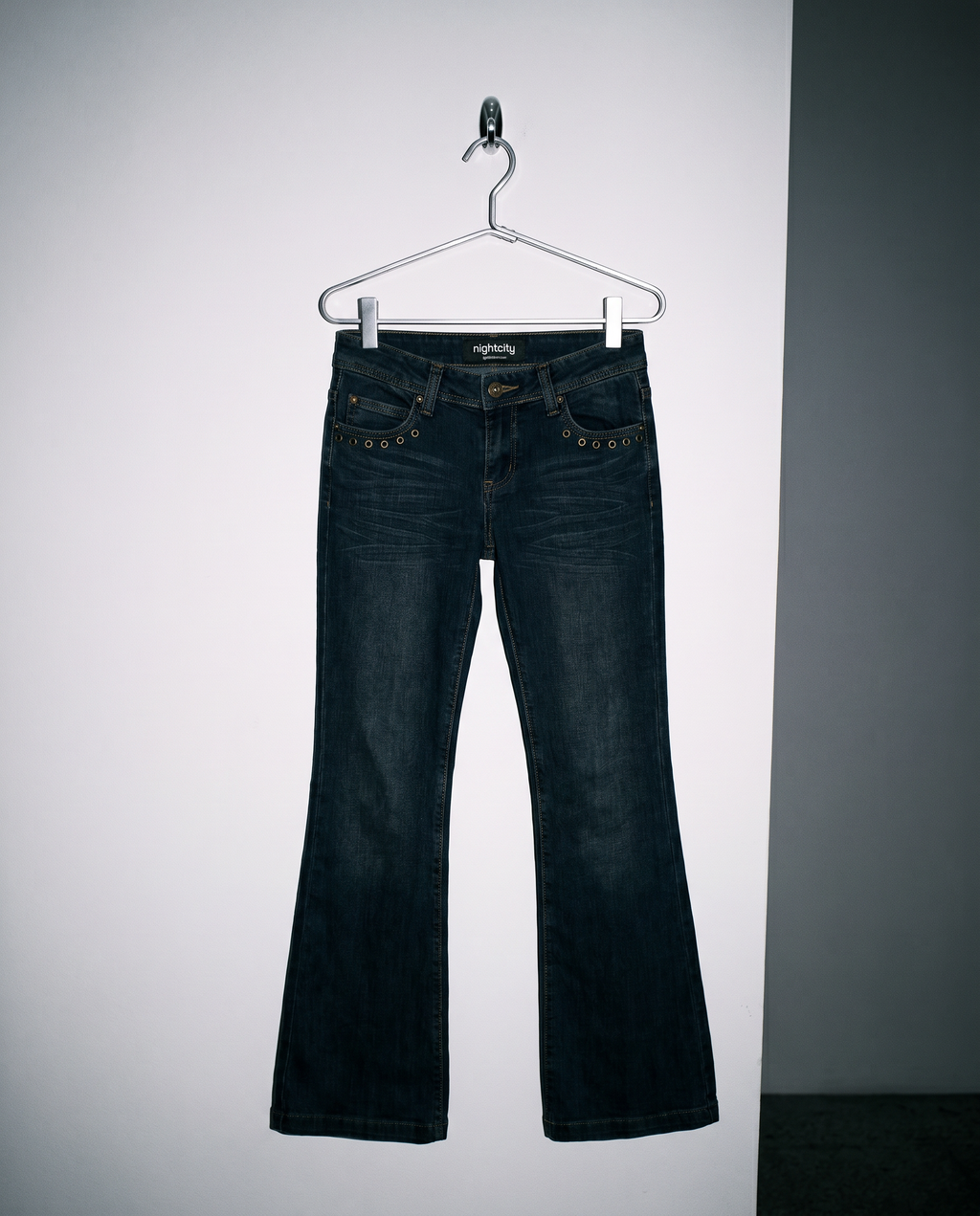 Low Rise Flare Jeans with Eyelet Detail